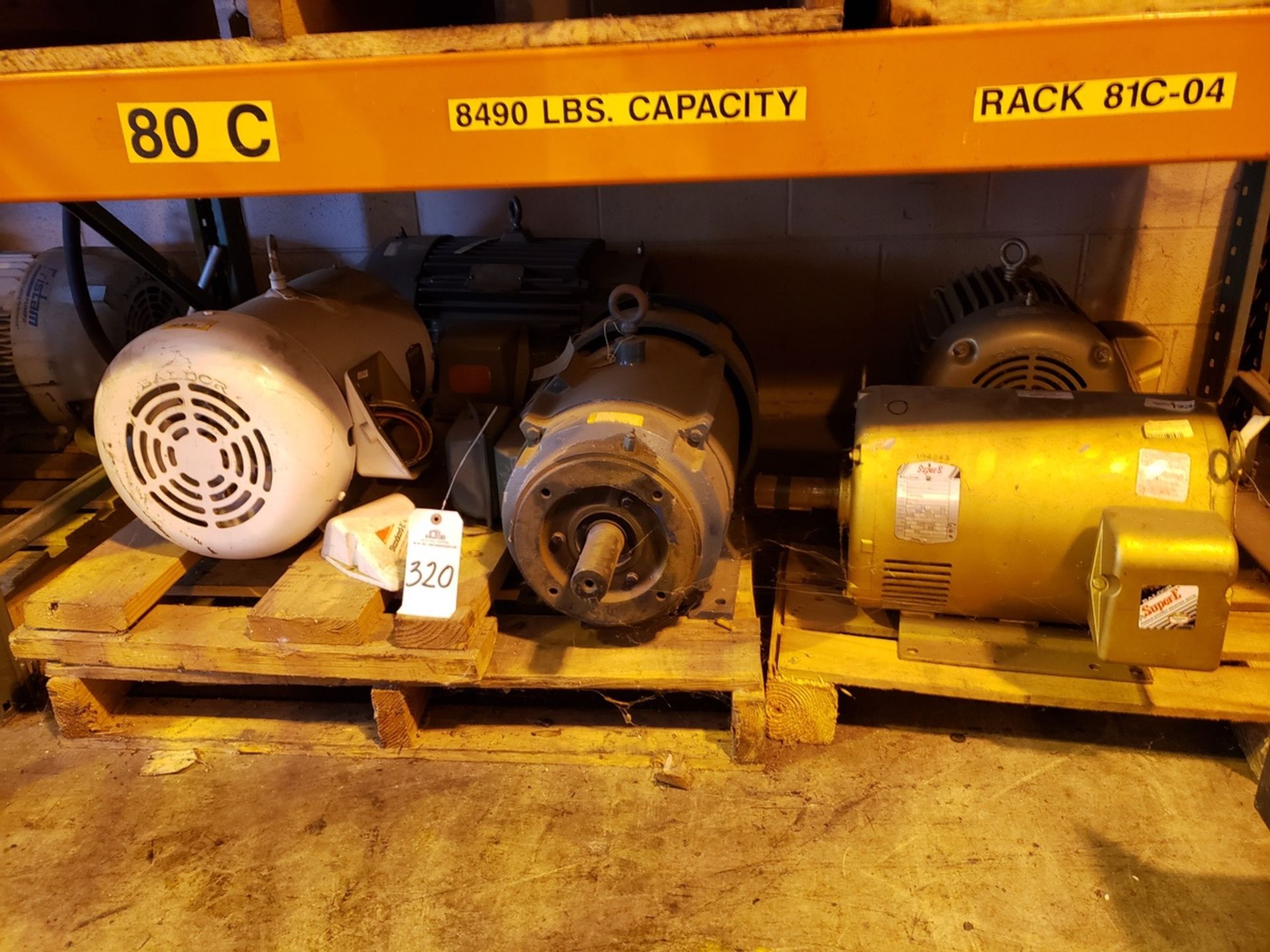 Contents of Pallet Rack Section, Spare Motors - Subj to Bulks | Reqd Rig Fee: $75