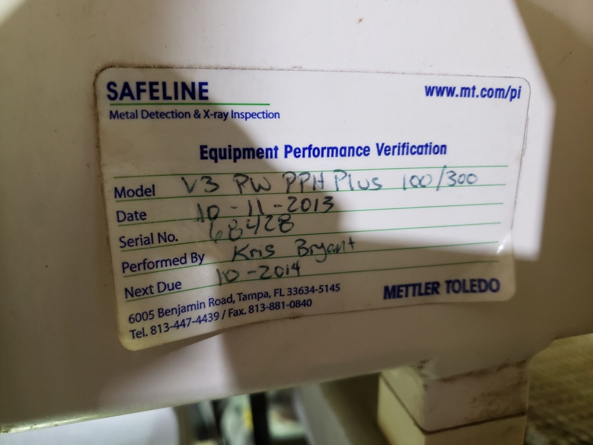 Mettler Toledo Safeline Metal Detector Conveyor, M# V3 PW PPH Plus 100/300, S/N 6842 | Rig Fee $250 - Image 2 of 3