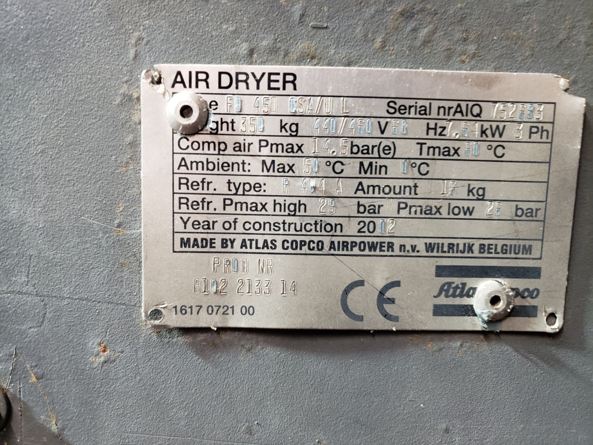 Atlas Copco Air Dryer, M# FD 450 CSA/UL, S/N 752683 | Rig Fee $300 - Image 3 of 3