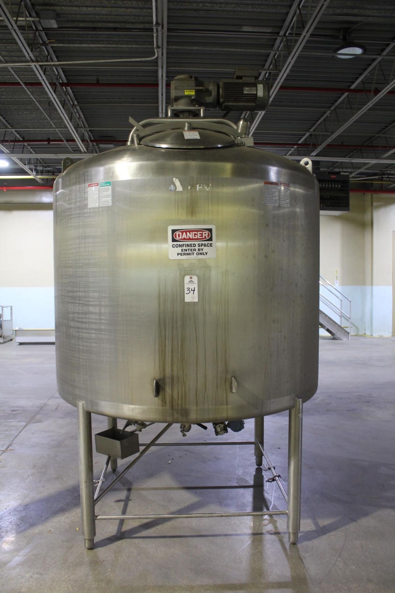 APV 550 Gallon Stainless Steel Jacketed, Top Agitated Mixing Tank, M# CCA, S/N K-240 | Rig Fee $600