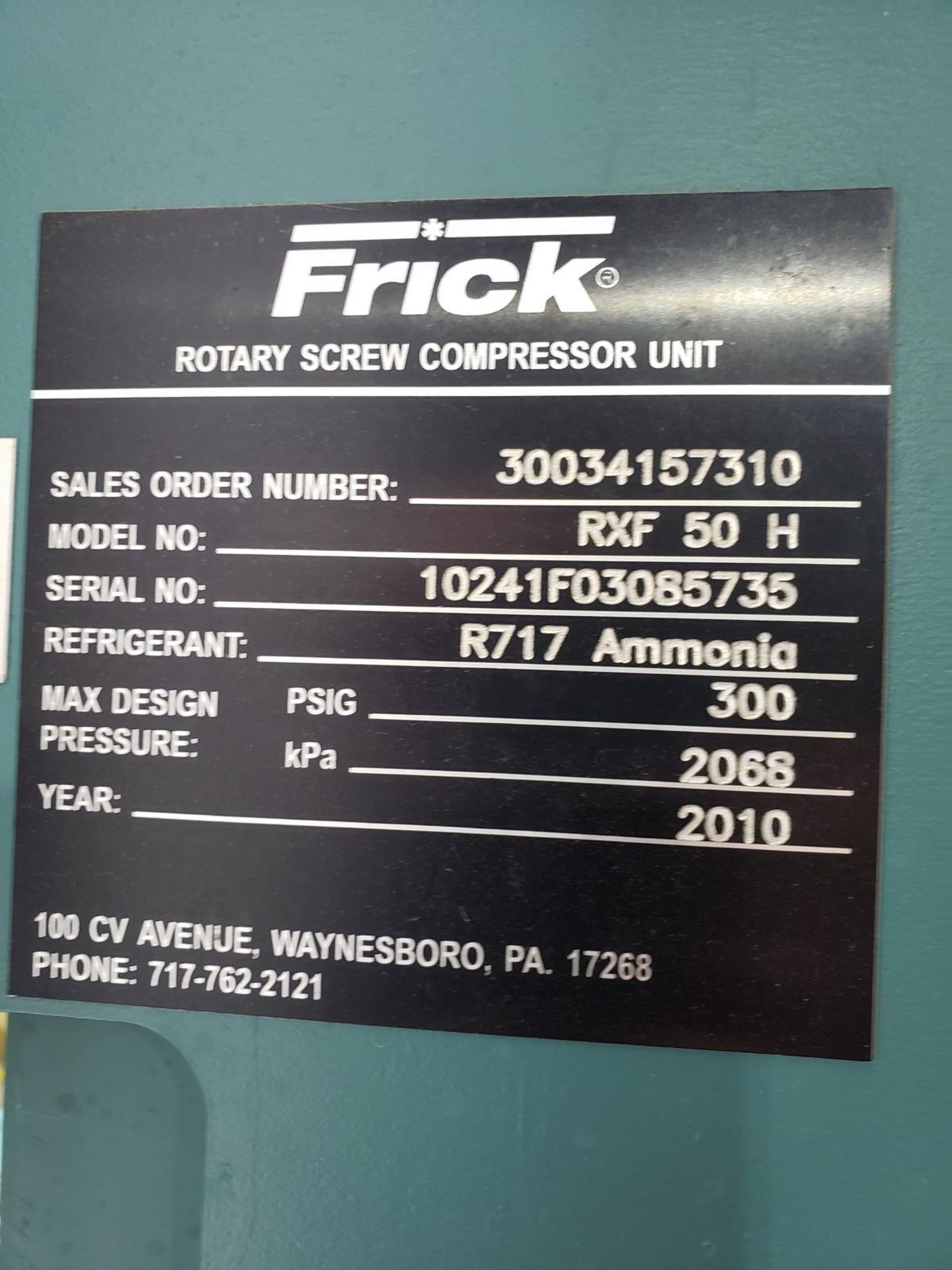 Frick 125 Ammonia Compressor, M# RXF 50 H, S/N 10241F03085735 | Rig Fee $1000 - Image 6 of 6