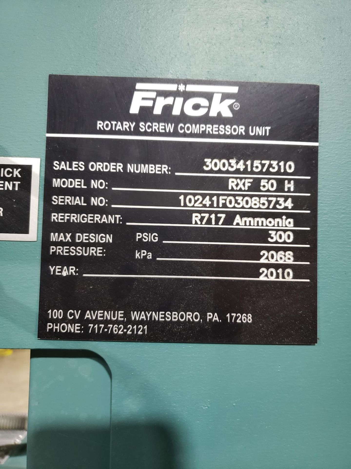 Frick 125 Ammonia Compressor, M# RXF 50 H, S/N 10241F03085734 | Rig Fee $1000 - Image 2 of 6