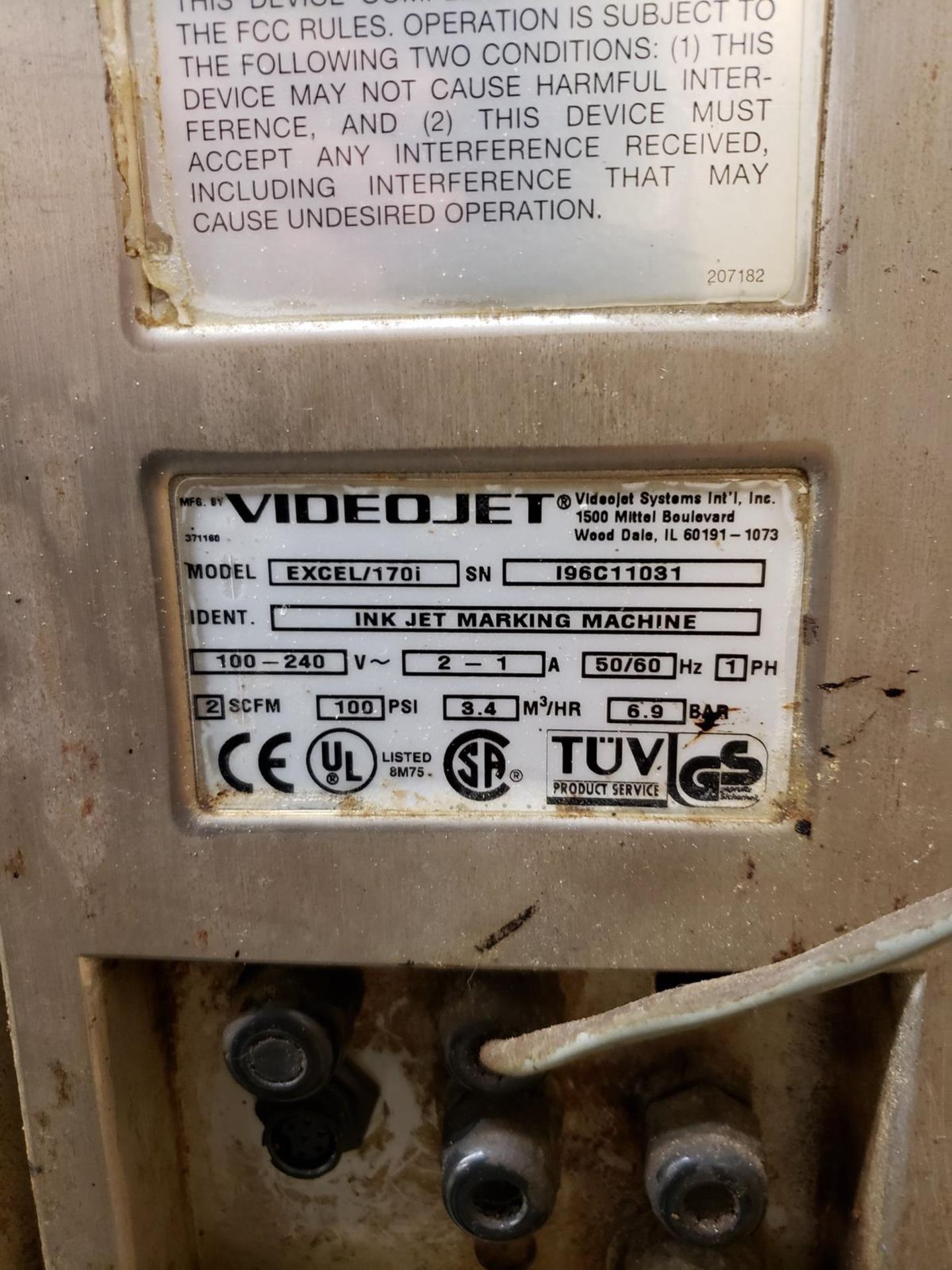 Videojet Ink Jet Printer, M# Excel/1701, S/N 196C11031 | Rig Fee $125 - Image 2 of 2