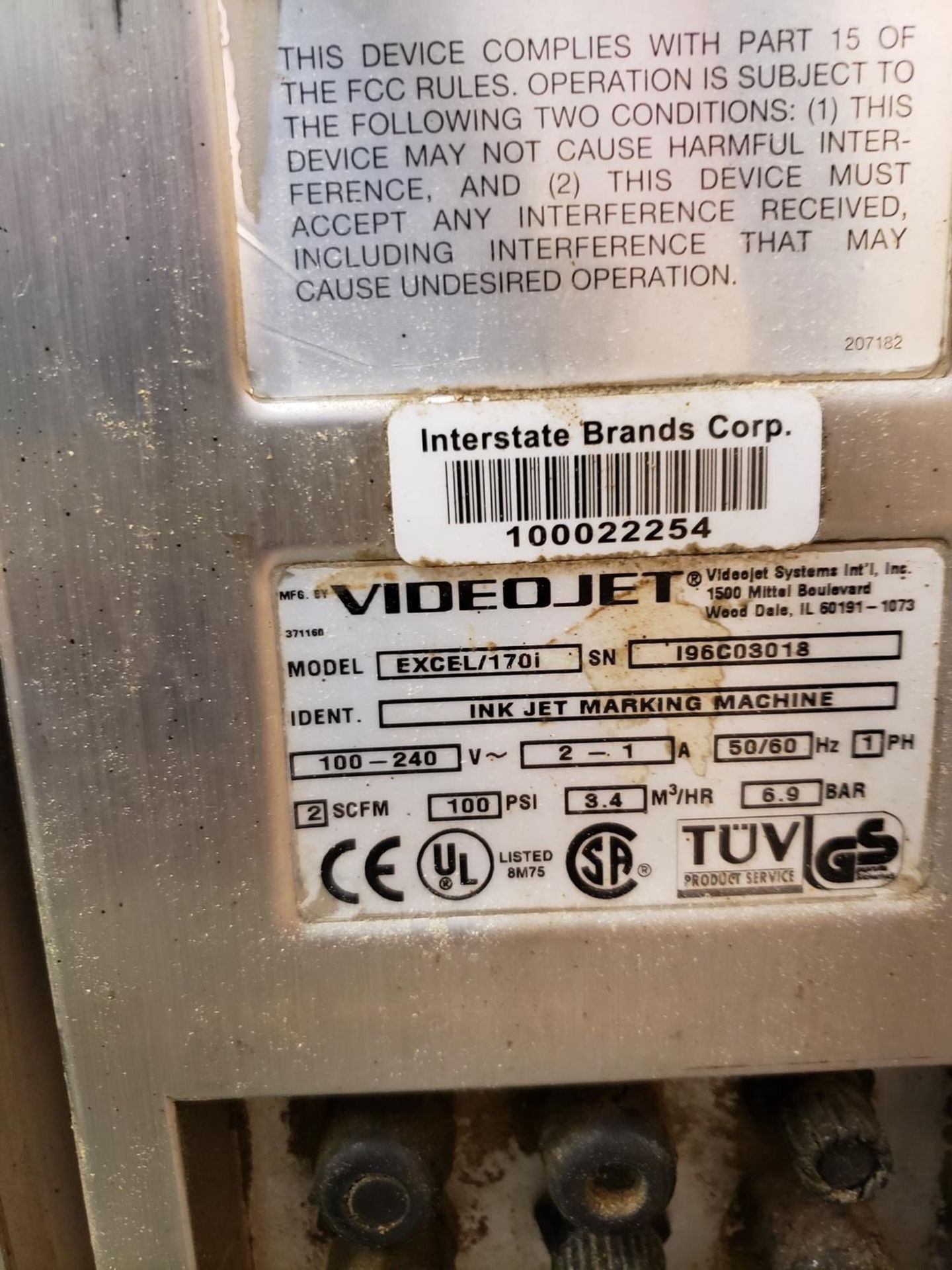 Videojet Ink Jet Printer, M# Excel/1701, S/N 196C03018 | Rig Fee $125 - Image 2 of 2