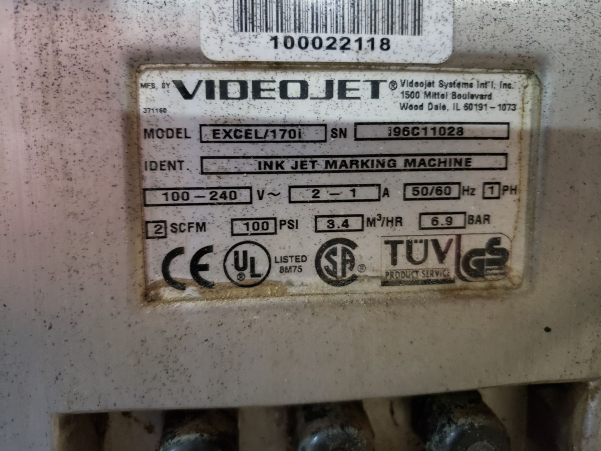 Videojet Ink Jet Printer, M# Excel/1701, S/N 196C11028 | Rig Fee $125 - Image 2 of 2