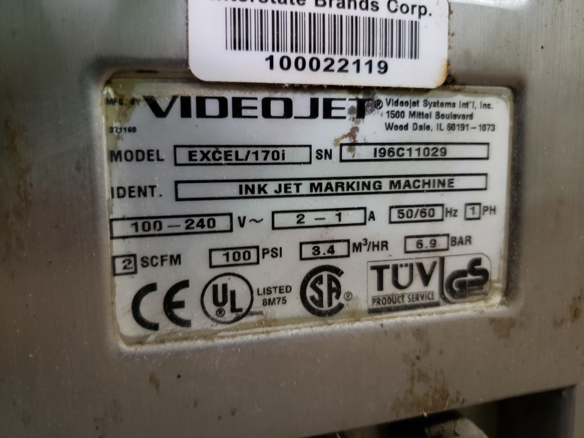 Videojet Ink Jet Printer, M# Excel/1701, S/N 196C11029 | Rig Fee $125 - Image 2 of 2