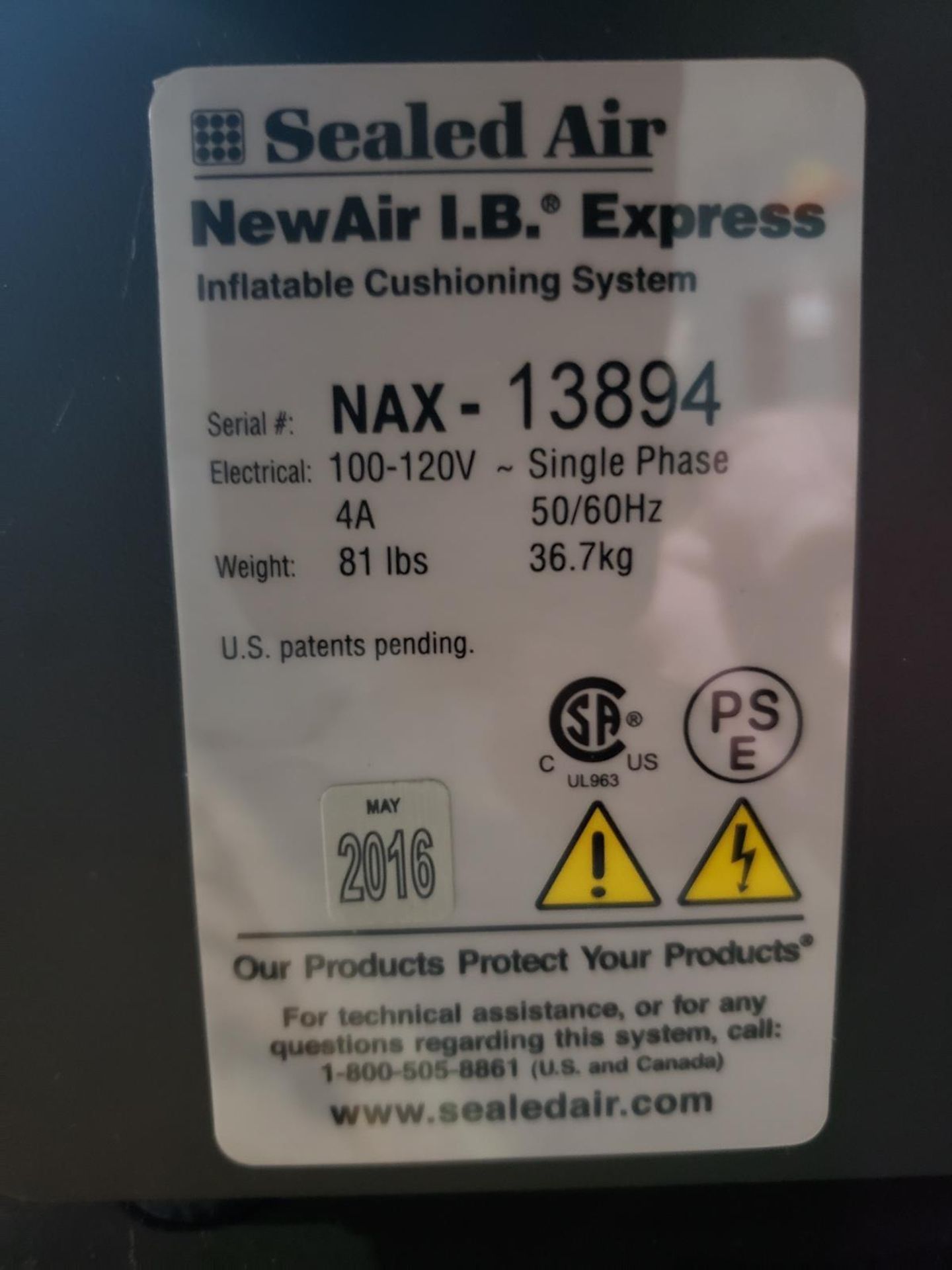 Sealed Air, M# NewAir I.B. Express, S/N NAX-13894 | Rig Fee $50 - Image 2 of 2