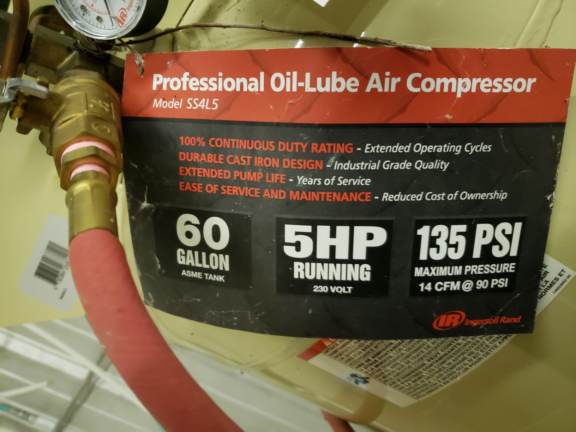 Ingersoll Rand 5 HP, 60 Gallon Air Compressor | Rig Fee $200 - Image 2 of 2