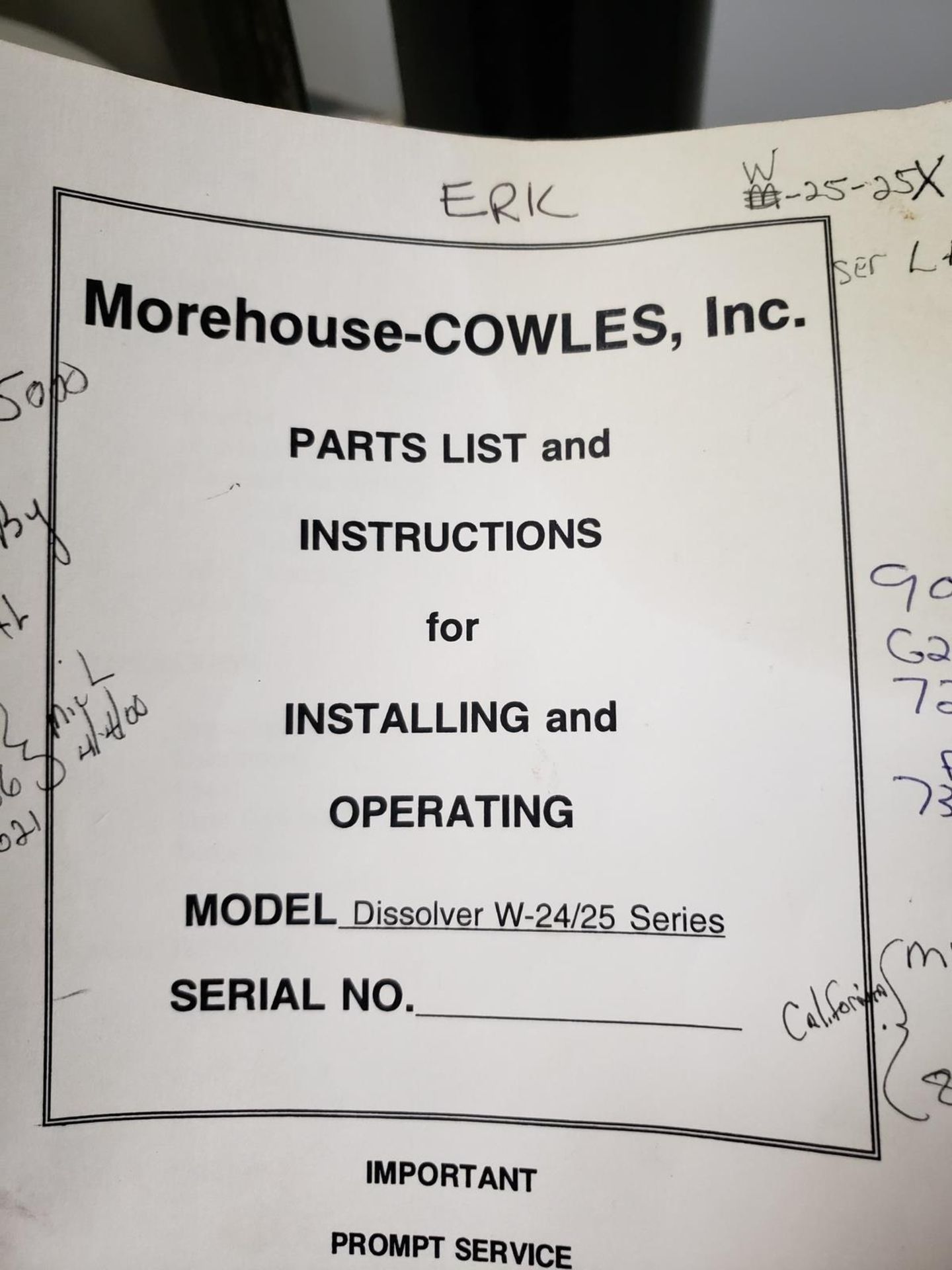 2007 MOREHOUSE-COWLES HIGH SHEAR DISPERSER / DISSOLVER MODELV-25-25X, MULTIPLE | Reqd Rig Fee: $400 - Image 2 of 3