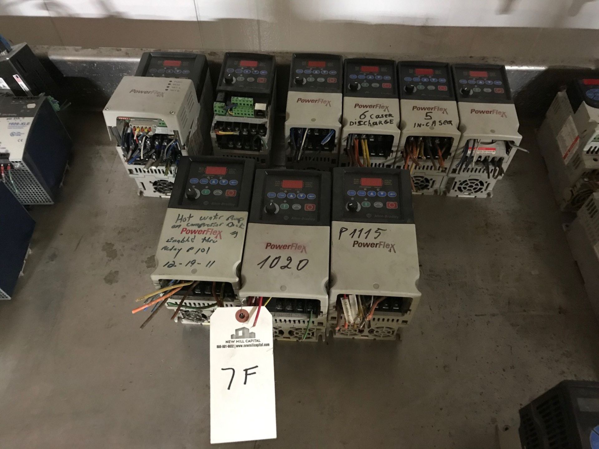 (9) Allen Bradley Powerflex 4 VFDs, (3) 5 HP, (4) 1 HP, (1) 2 HP, (1) 3 HP | Rig Fee: $225