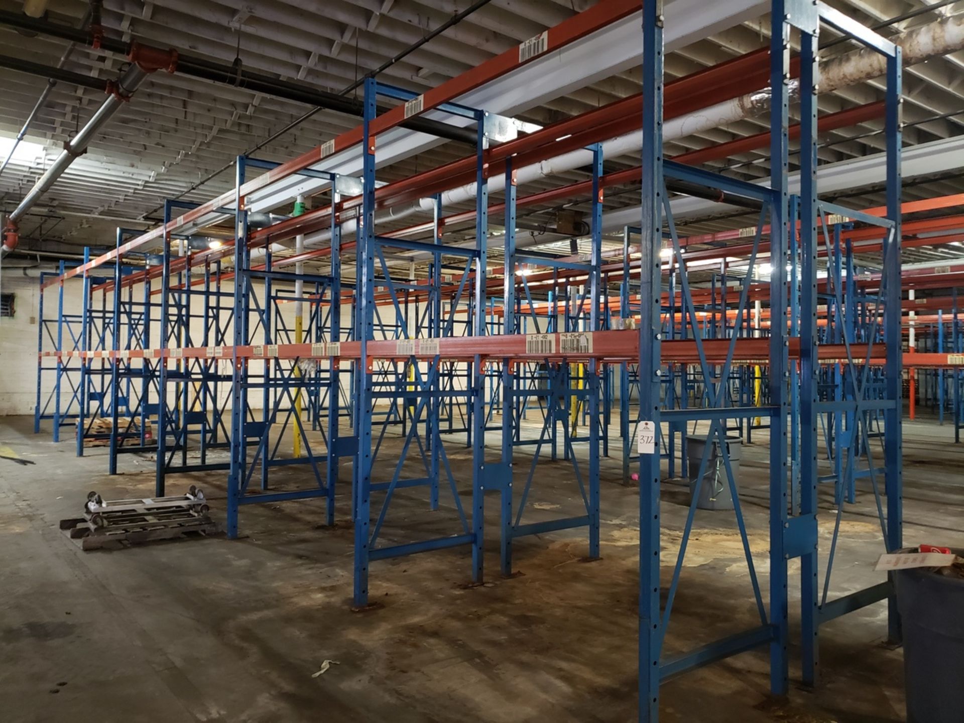 Lot of Pallet Racking, (16) 42" x 12' Uprights, (52) 8' Beams | Rig Fee: $1800