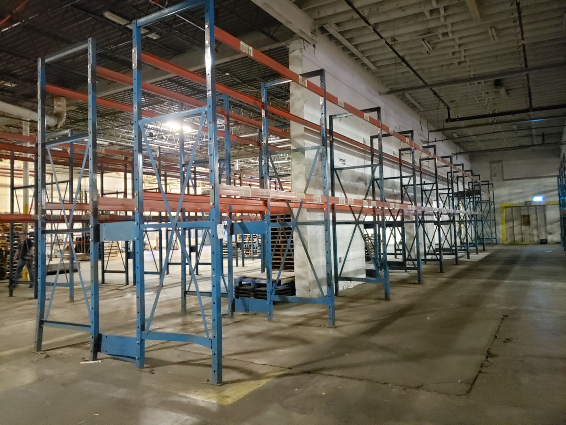 Lot of Pallet Racking, (11) 42" x 12' Uprights, (38) 8' Beams | Rig Fee: $1400