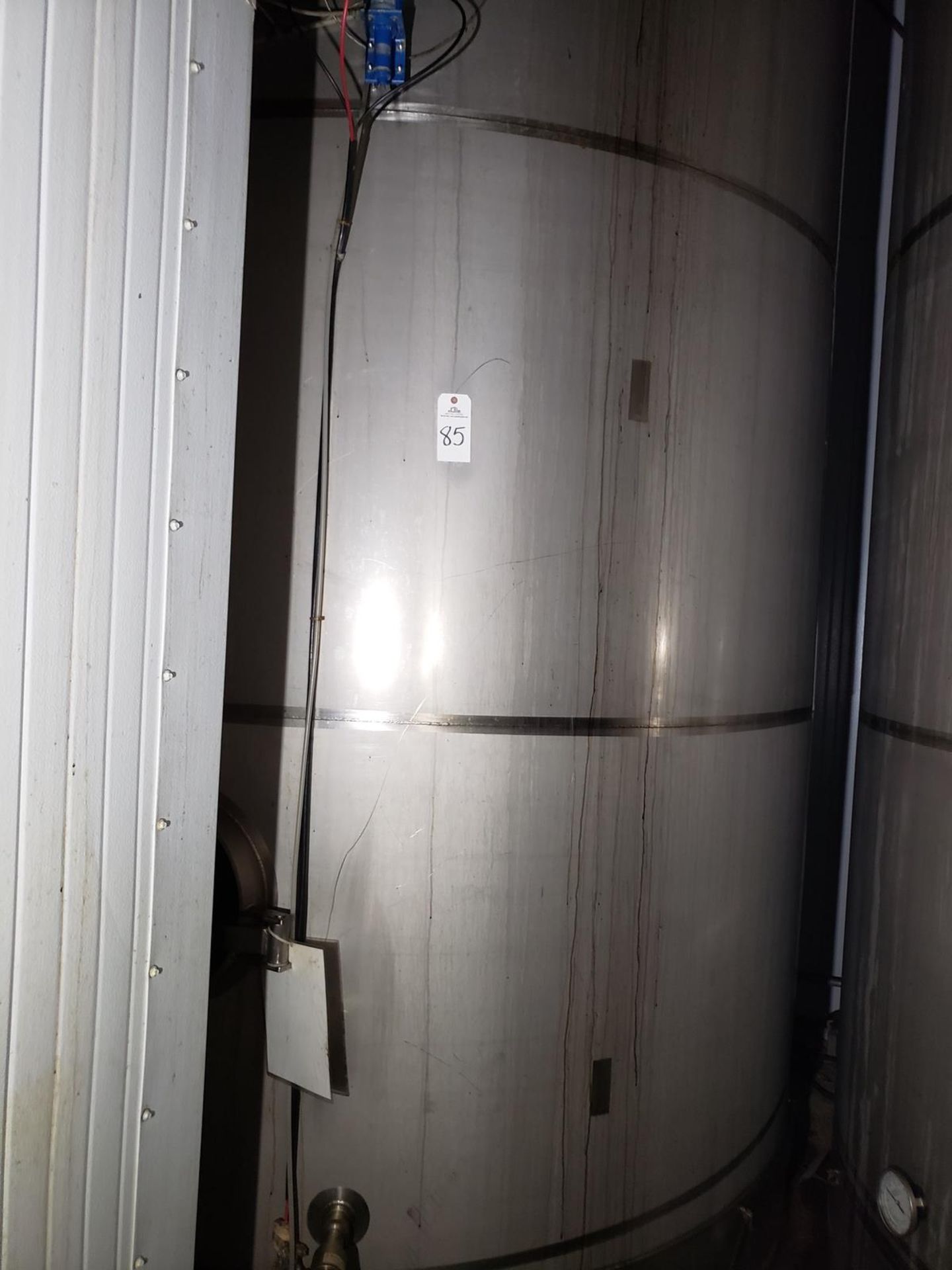 Stainless Steel 8,500 Gallon Vertical Storage Tank, Top Drive Vertical Agitator, ( | Rig Fee: $8500