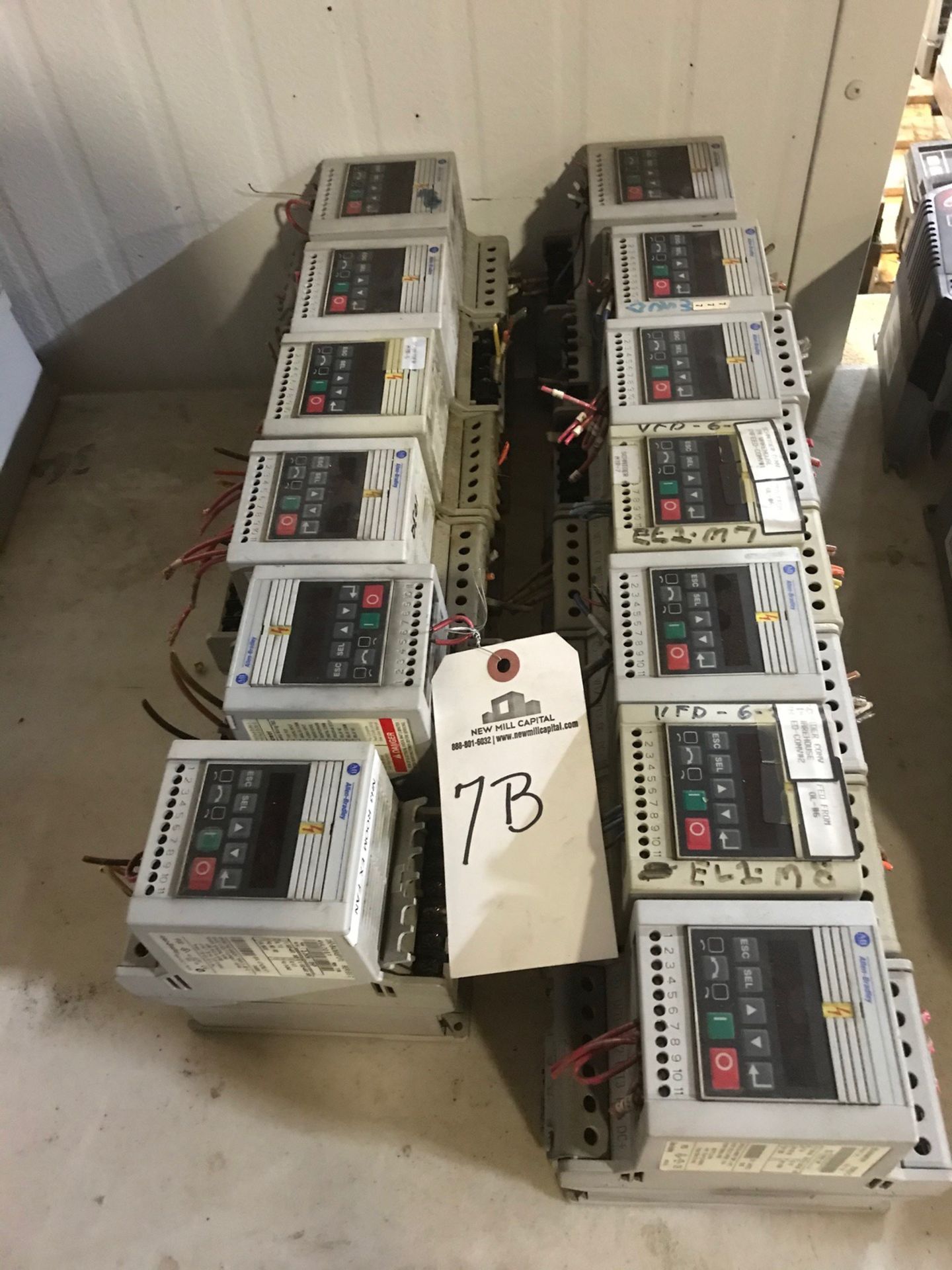 (13) Allen Bradley IP20 VFDs, (7) 1 HP, (4) 2HP, (2) 3 HP | Rig Fee: $325