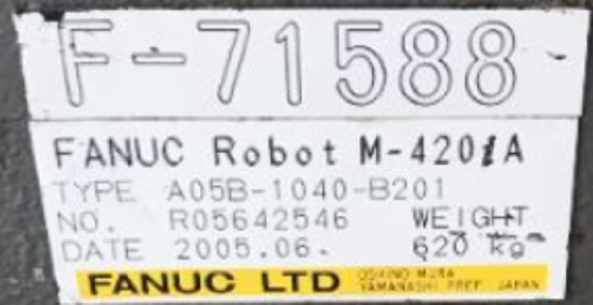 FANUC Robot Model M-420iA, Software Updated in 2017, with Stand and Controller, S/N: F-715 (Loc: TX) - Image 2 of 4