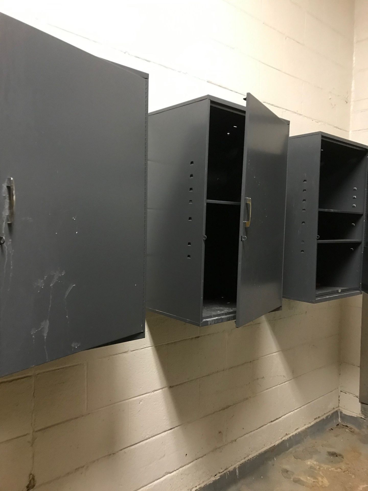 (3) METAL CABINETS WITH SAFETY SUPPLIES, CLEANING SUPPLIES, FOAMER, BROOM RACK, RUB | Rig Fee: $750 - Image 2 of 7