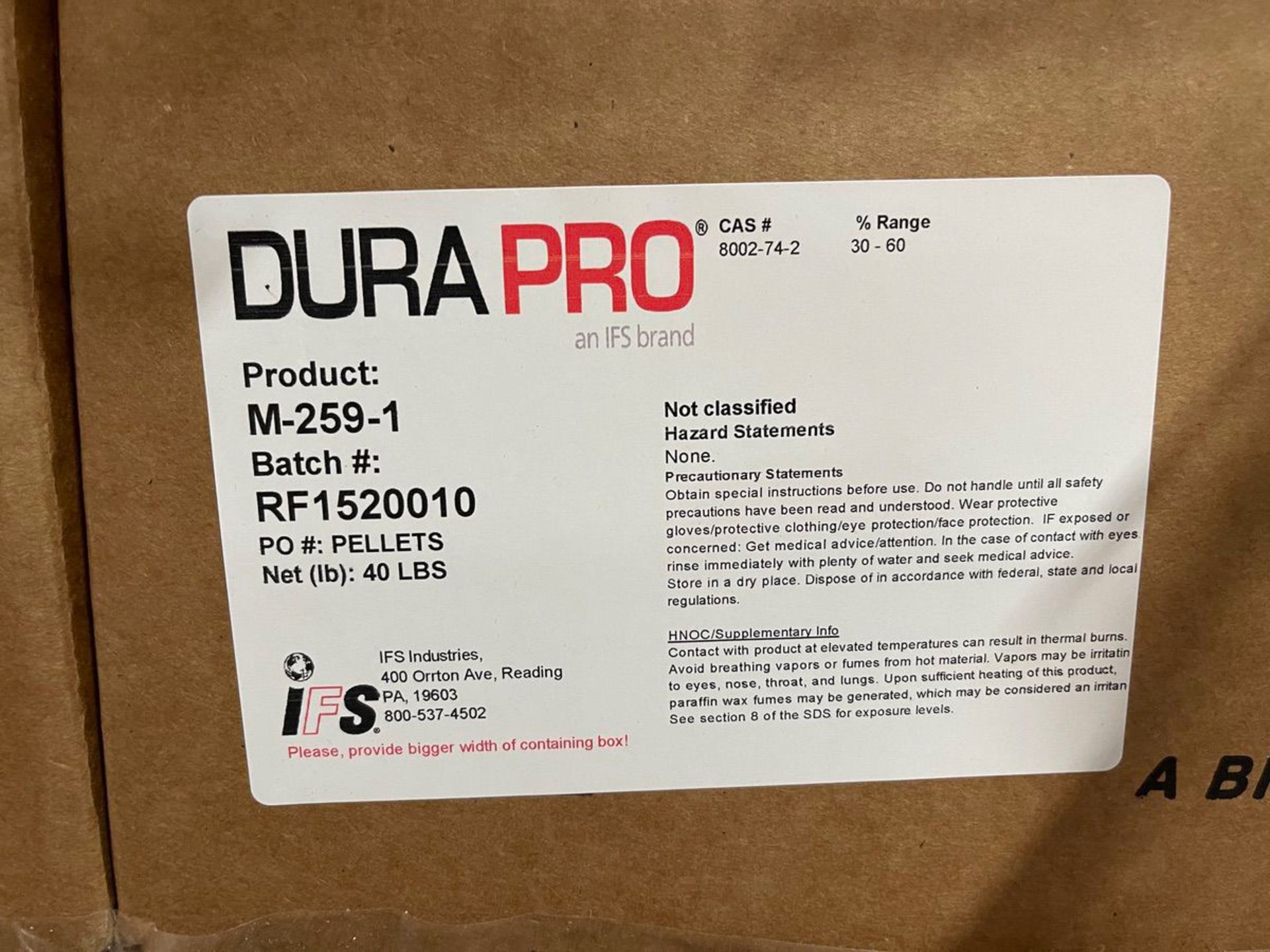 DURAPRO MELT ADHESIVE, APPROX. 1200 LBS | Rig Fee: 25 - Image 3 of 3