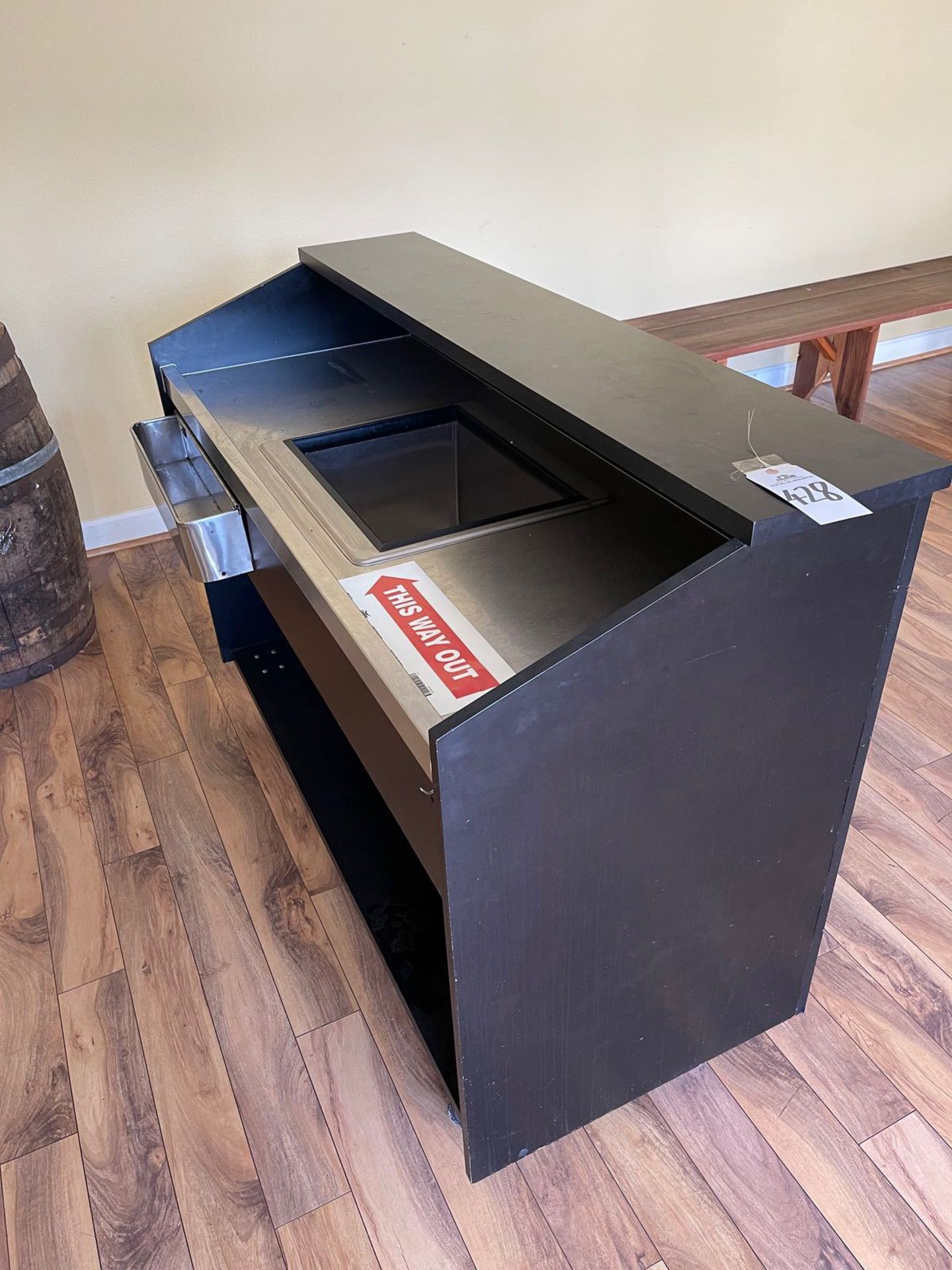 PORTABLE BAR WITH ICE BIN(13"X18"), SPEED RACK AND SS COUNTERTOP, 25"X61" | Rig Fee: 100 - Image 2 of 3