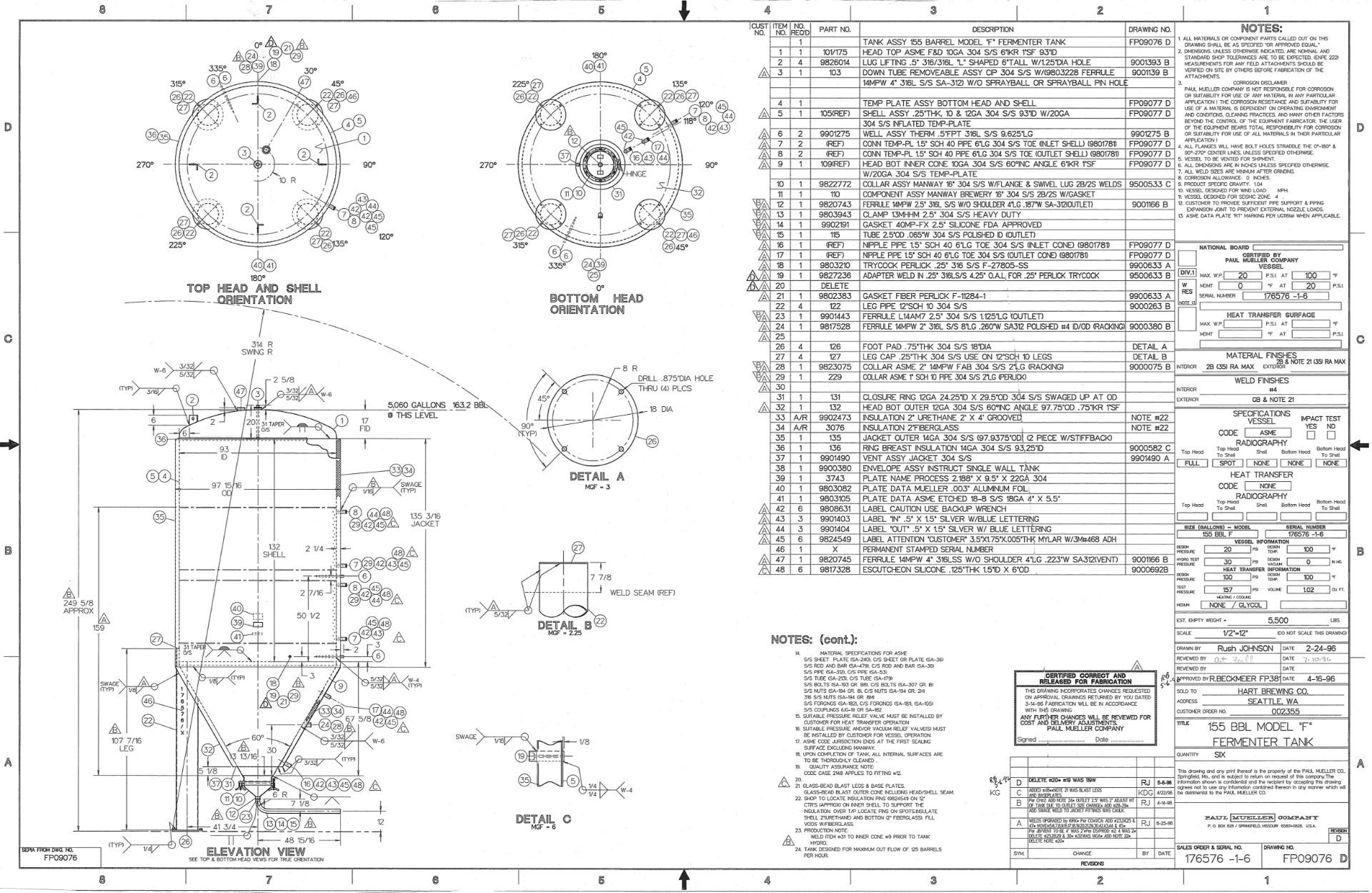 MUELLER 155 BBL UNITANK FERMENTER WITH 20 PSI RATING (5000 GALLON JACKETED TANK) | Rig Fee: 2500 - Image 5 of 5