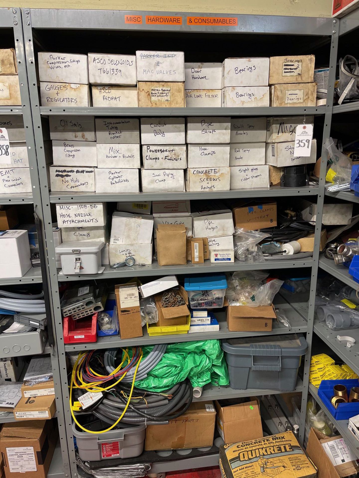 CONTENTS OF ENTIRE SHELVING UNIT LABELED MISC HARDWARE | Rig Fee: 100