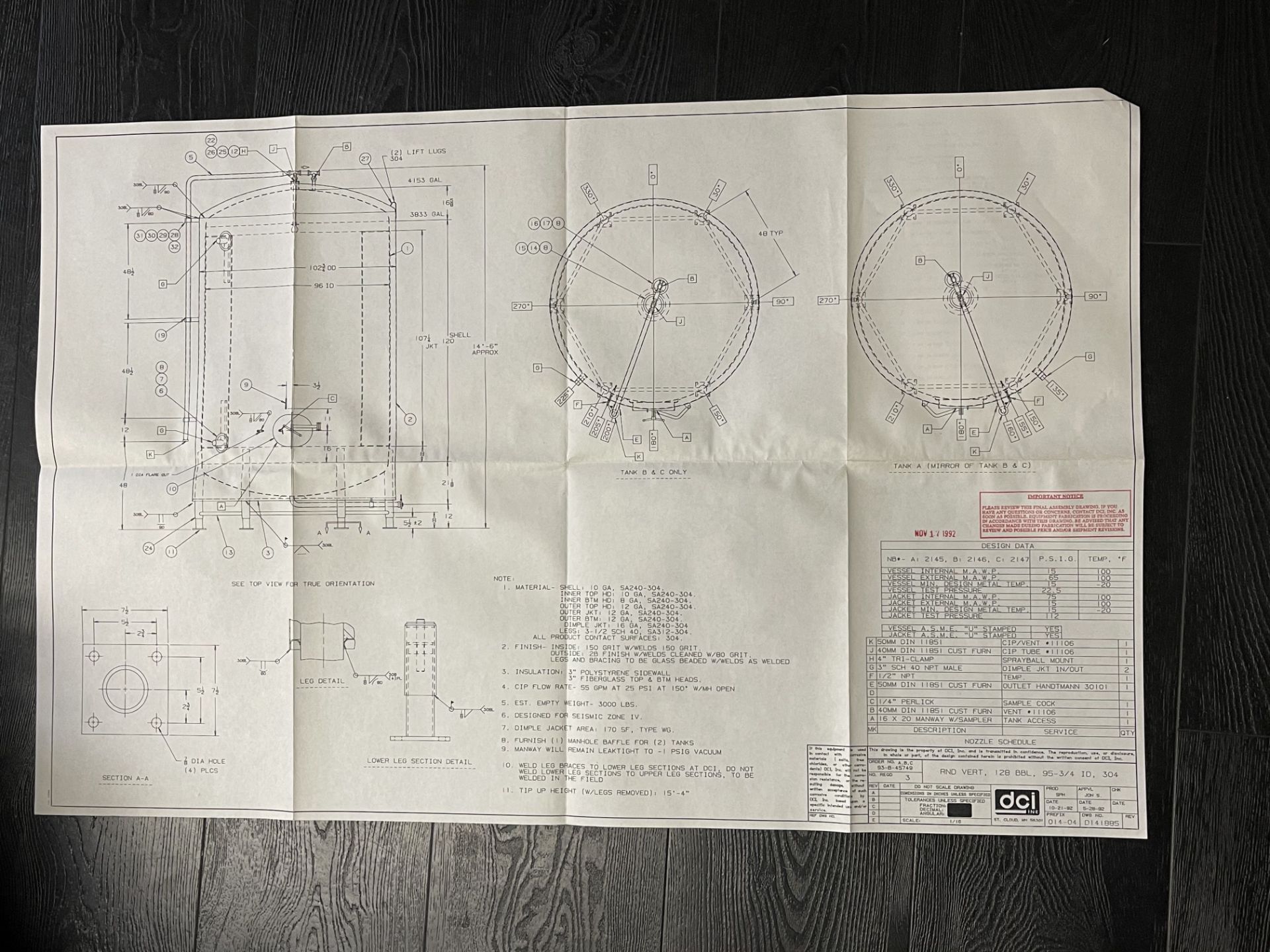 DCI 124 BBL CONDITIONING TANK (4100 GALLON JACKETED TANK), +75/-15 PSI JACKET MAWP | Rig Fee: 2500 - Image 2 of 2