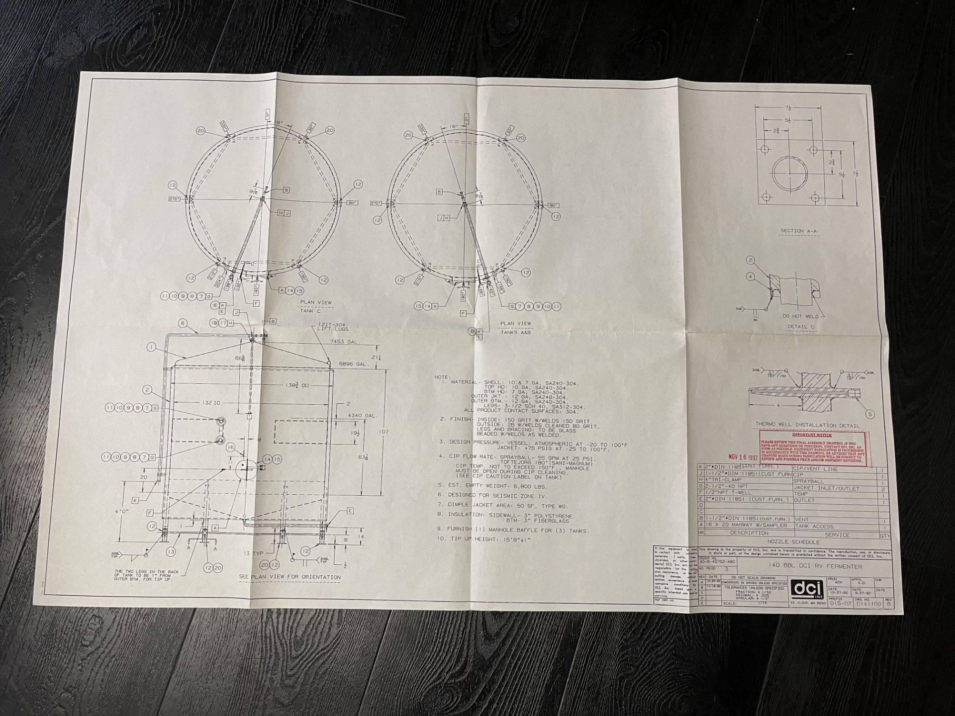 DCI 140 BBL FERMENTER (6896 GALLON JACKETED TANK), +75/-15 PSI JACKET DESIGN PRE | Rig Fee: 2500 - Image 4 of 4