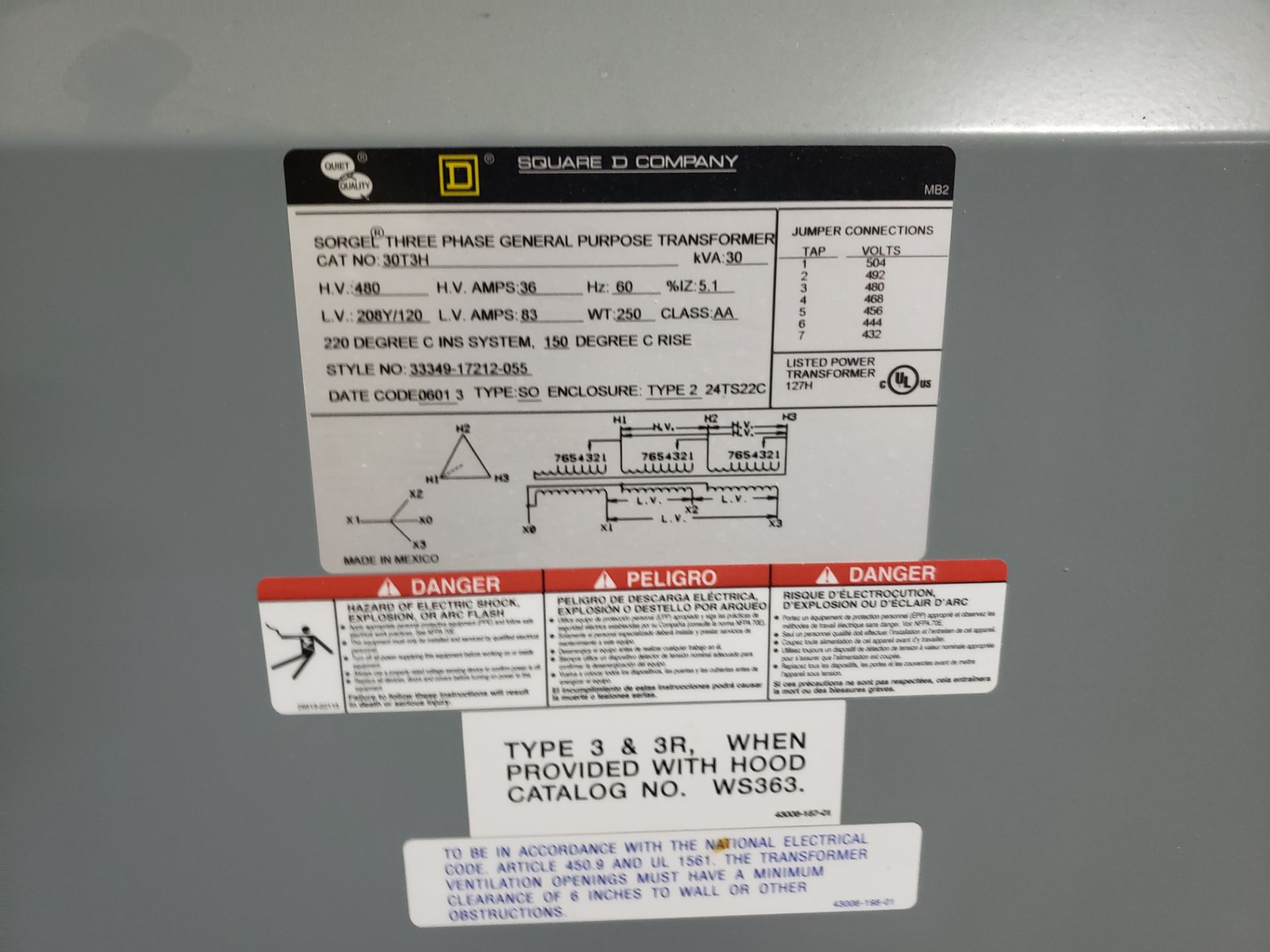 Square D 30 KVA Transformer | Rig Fee: $25 - Image 2 of 2