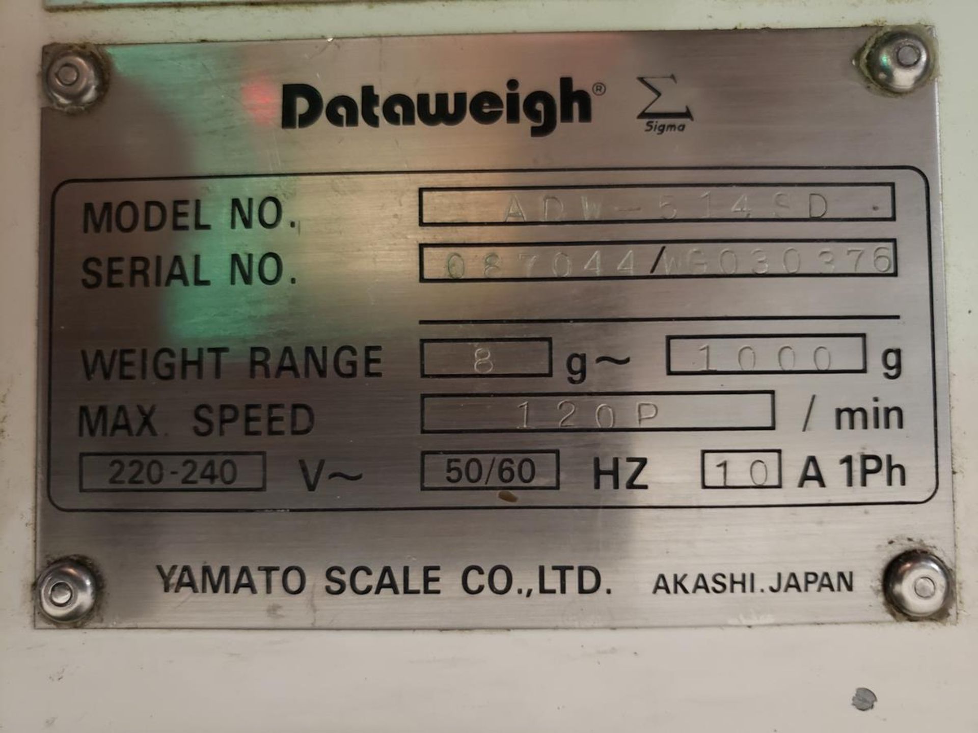 2003 Yamato Dataweigh Multihead Scale, M# ADW-514SD, S/N 087044/WG030376, 14-Buc | Reqd Rig: No Cost - Image 2 of 5