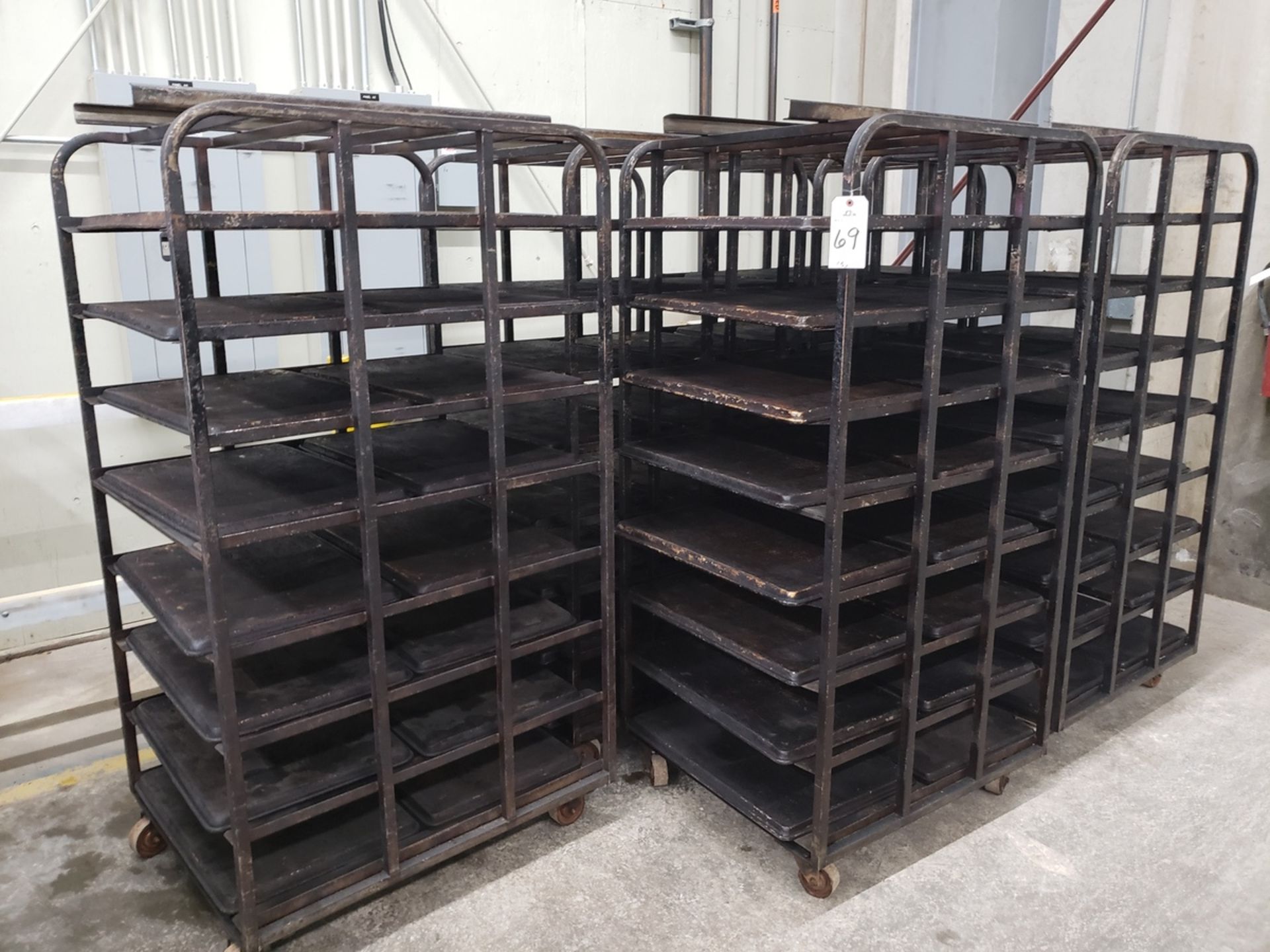 Lot of (5) Bakery Oven Racks, 28" W x 70" T, 7.5" Tier Hight, 8 Tier | Rig Fee: $100