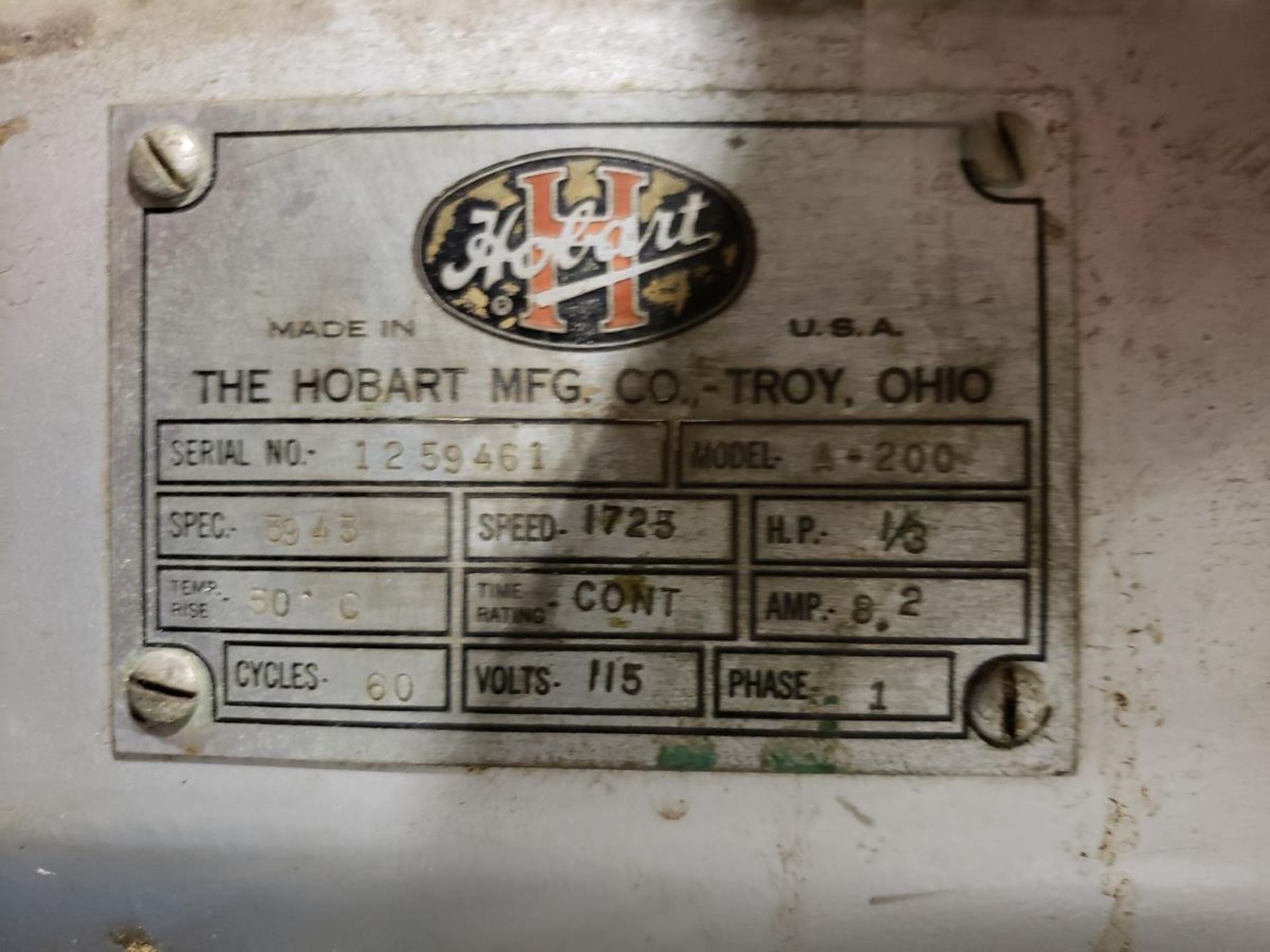 Hobart Mixer, M# A-200, S/N 1259461 | Rig Fee: $25 - Image 2 of 2