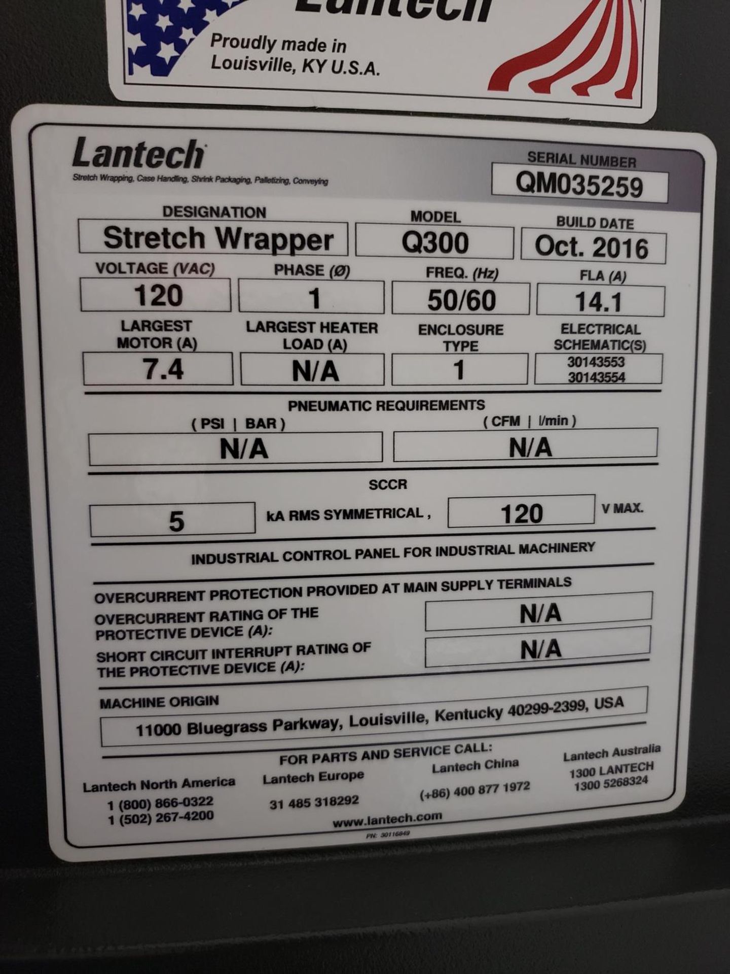 Lantech Stretch Wrapping Machine, M# Q300, S/N QM035259 | Rig Fee: $350 - Image 2 of 3