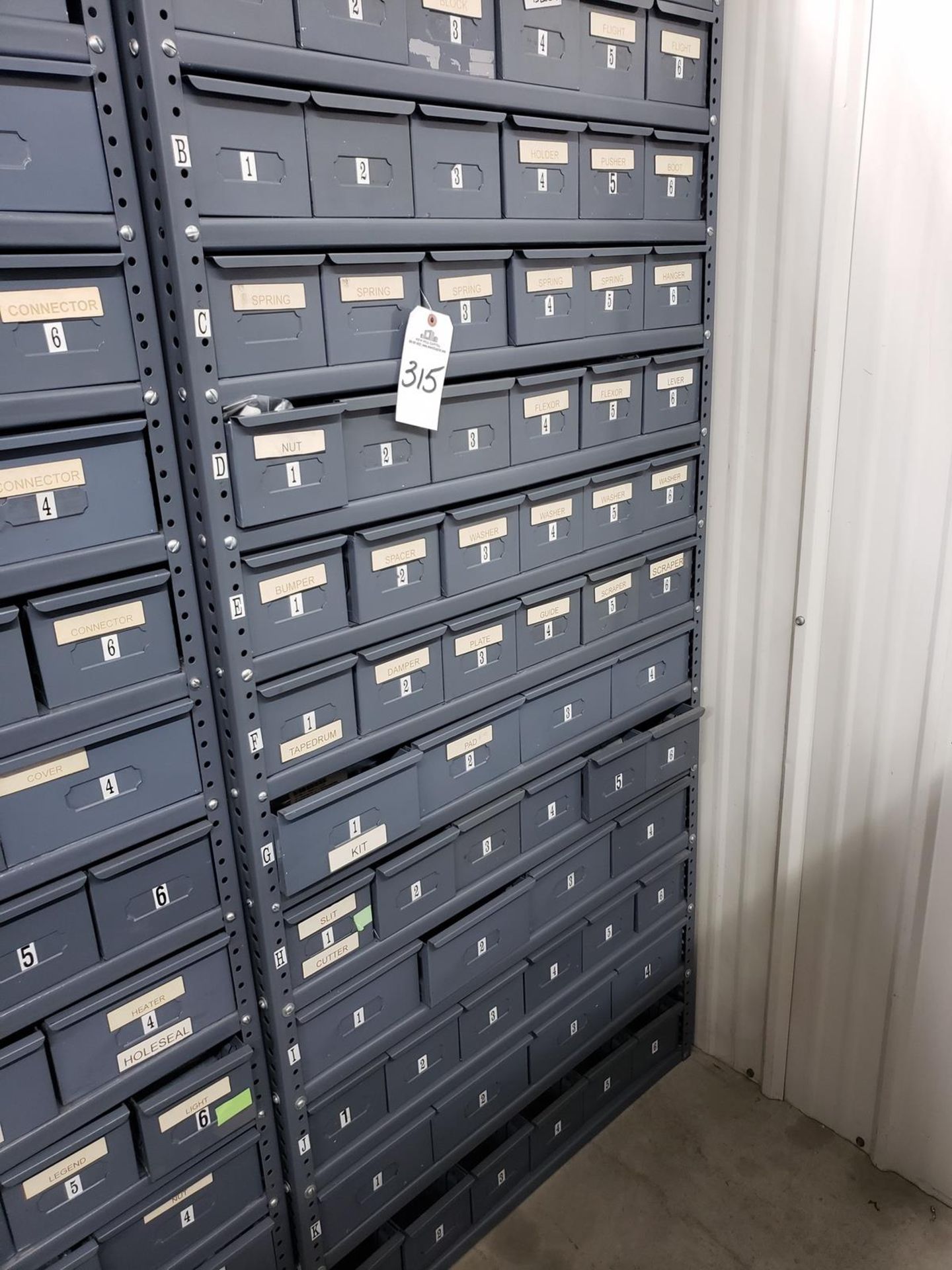 Bin Storage Shelf, W/ Contents, Spare Parts - Subj to Bulk | Rig Fee: $150