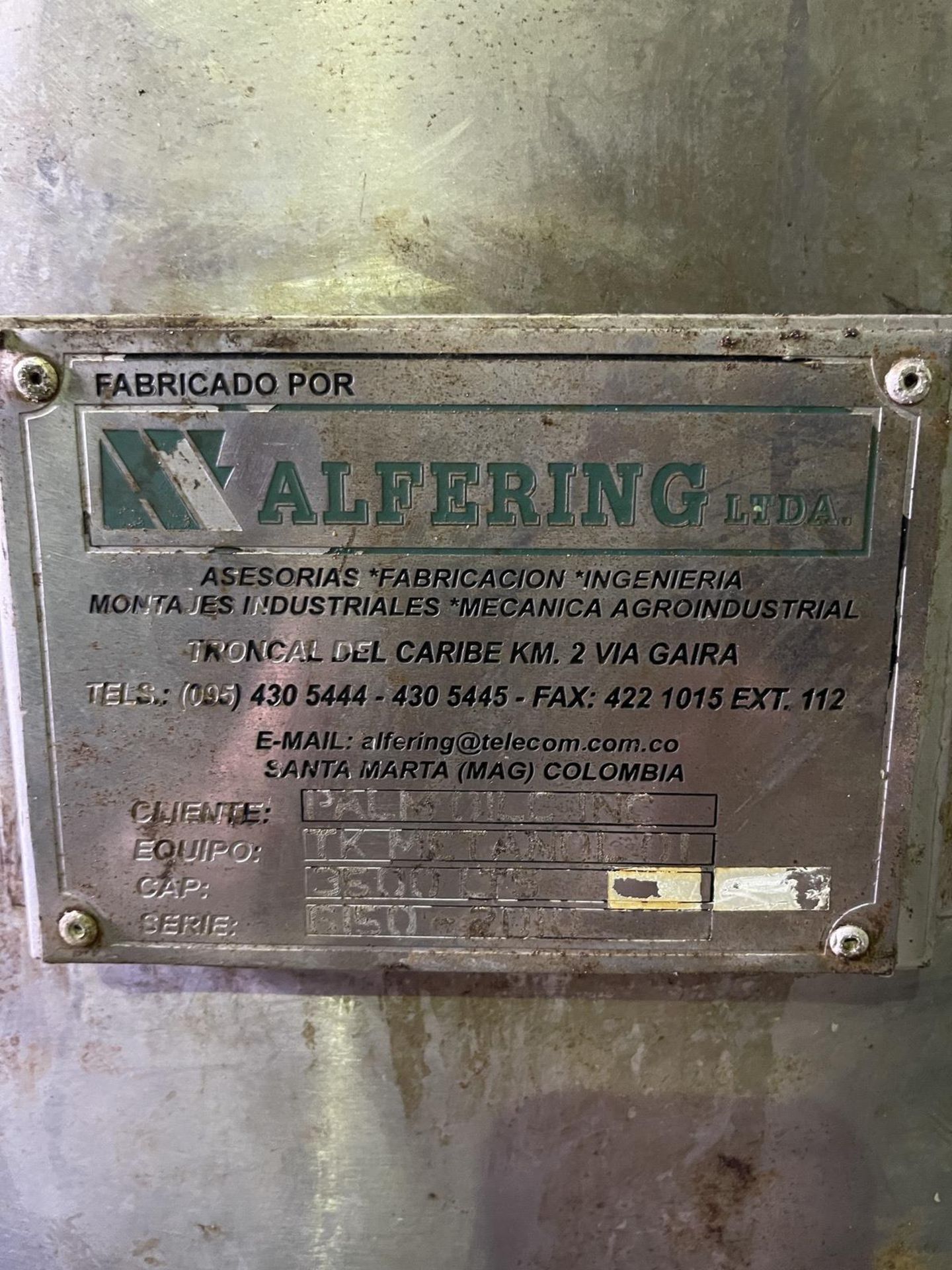 Alfering Sas Stainless Steel Tank, 900-Gal, 1500mm W x 1500mm L x 200 - Subj to Bulk | Rig Fee $750 - Image 3 of 3