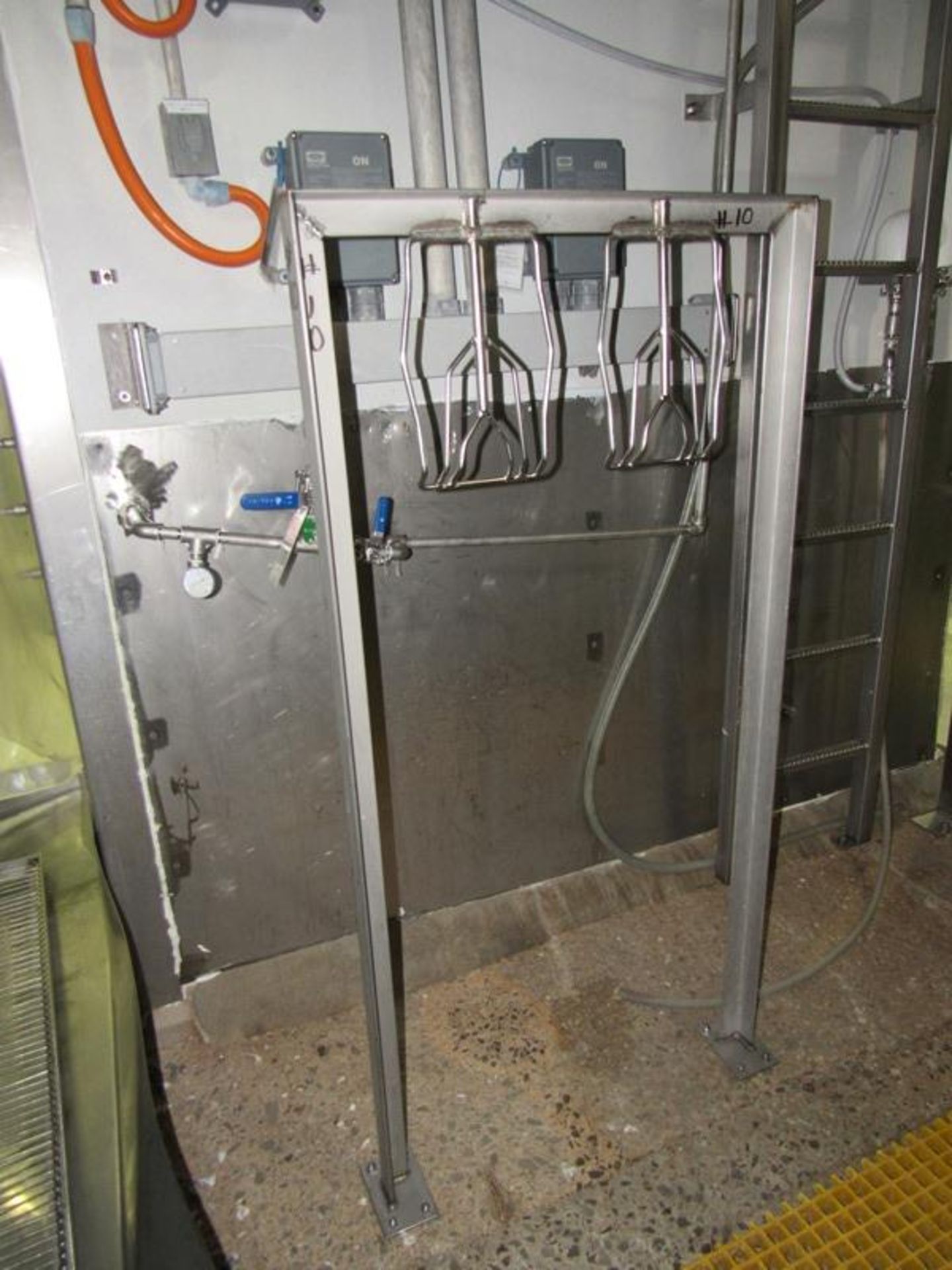 Lot (1) Stainless Steel Inspection Rack, 4 Hangers , (1) with 2 Hangers | Rig Fee: $75 - Image 3 of 3