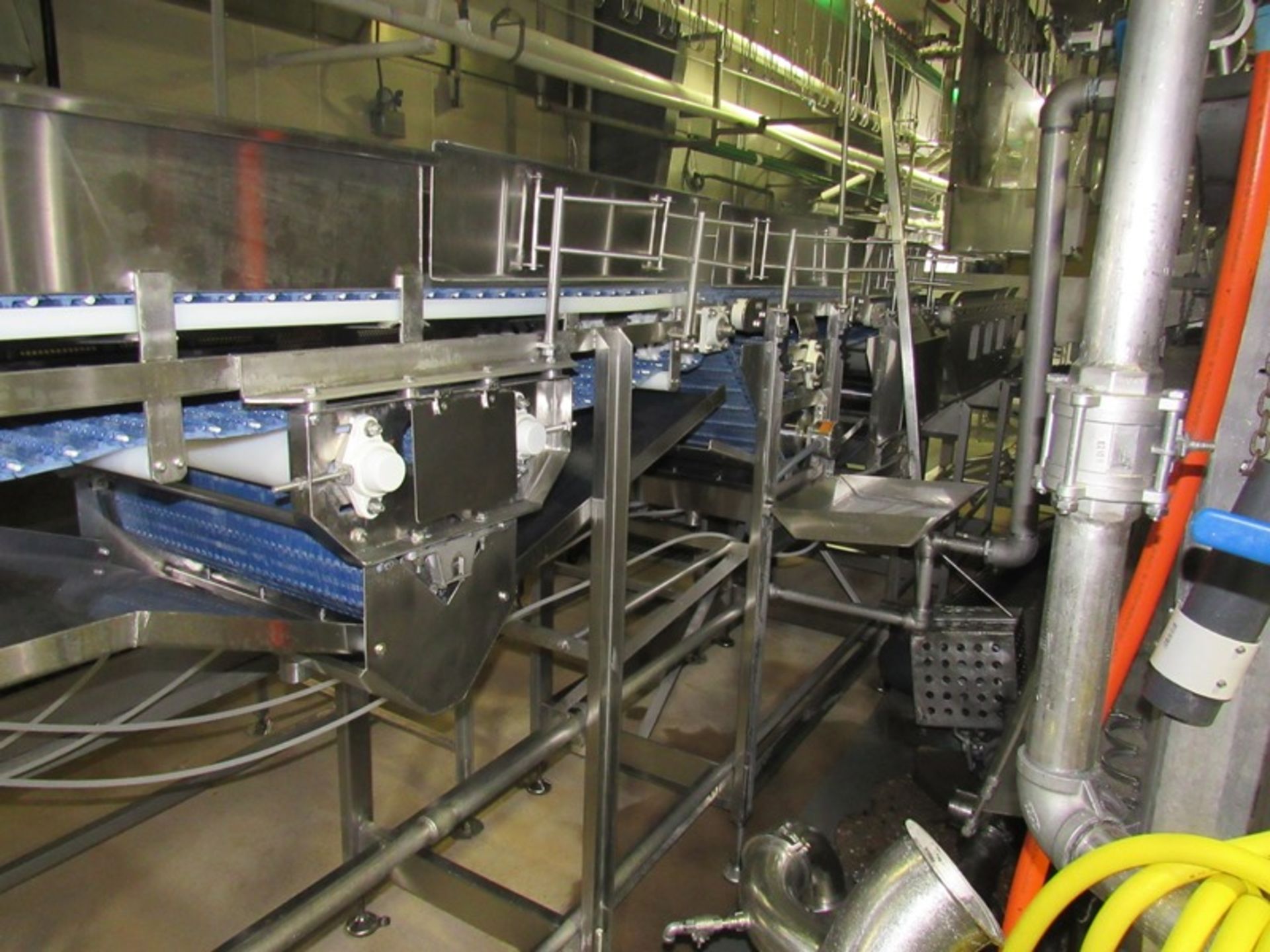 Stainless Steel Conveyor, 24" W X 214" L blue plastic belt in (2) sections, roller | Rig Fee: $300 - Image 2 of 5