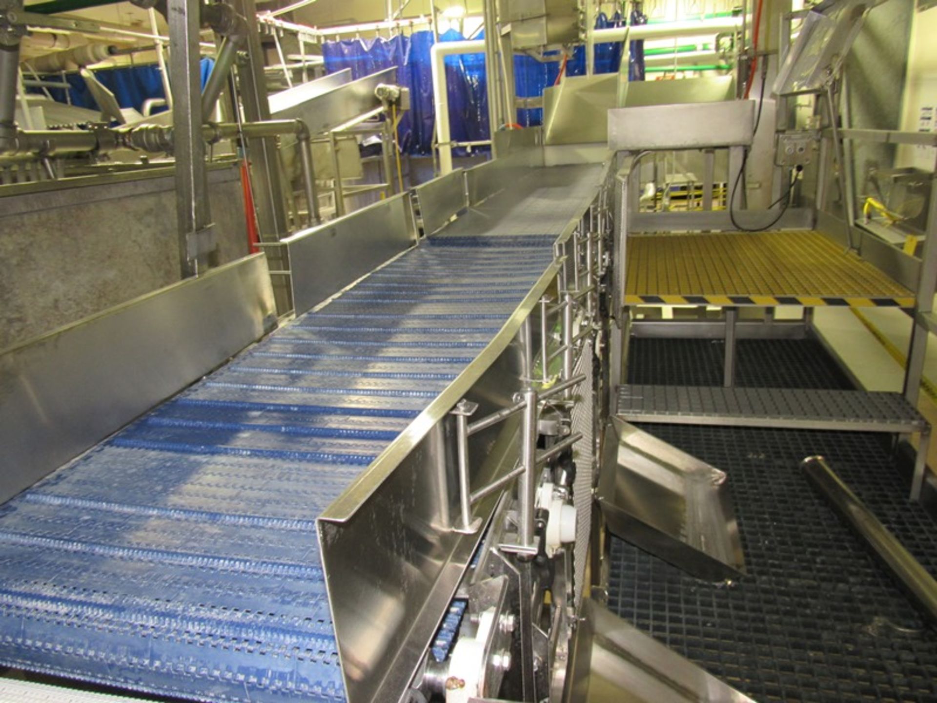 Stainless Steel Conveyor, 24" W X 214" L blue plastic belt in (2) sections, roller | Rig Fee: $300 - Image 4 of 5