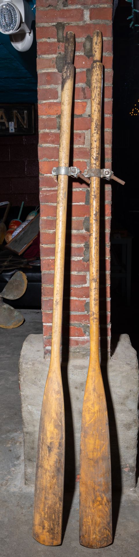 (2) Wood Oars With Oar Locks 78"