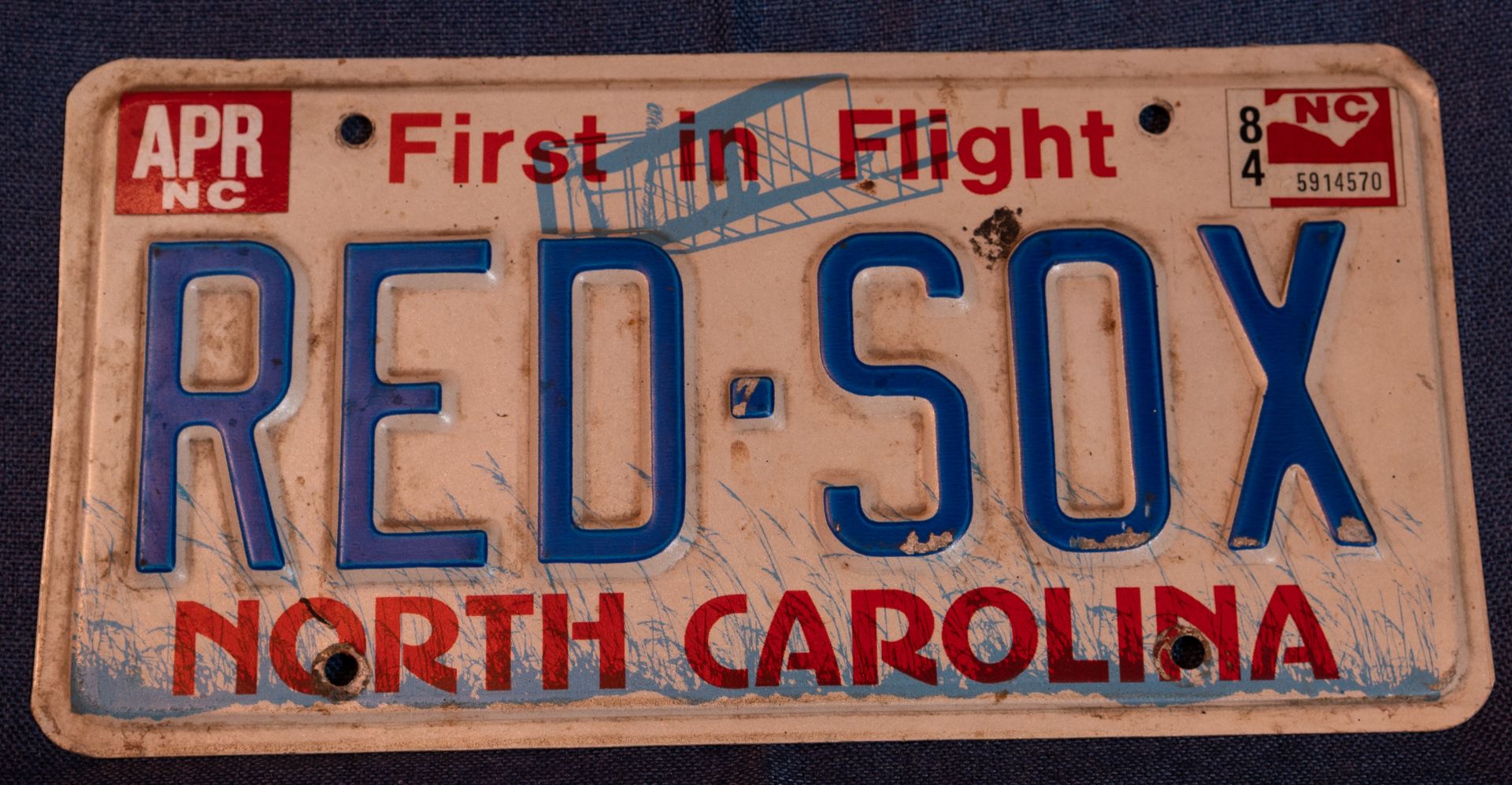 North Carolina License Plate Red Sox 1984