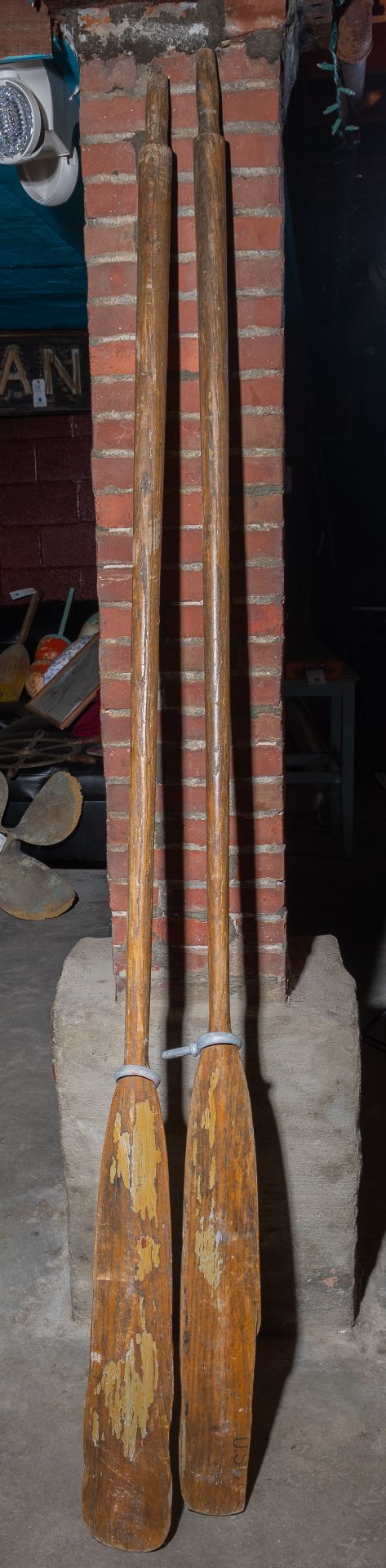 (2) Wood Oars with Oar Locks 84"