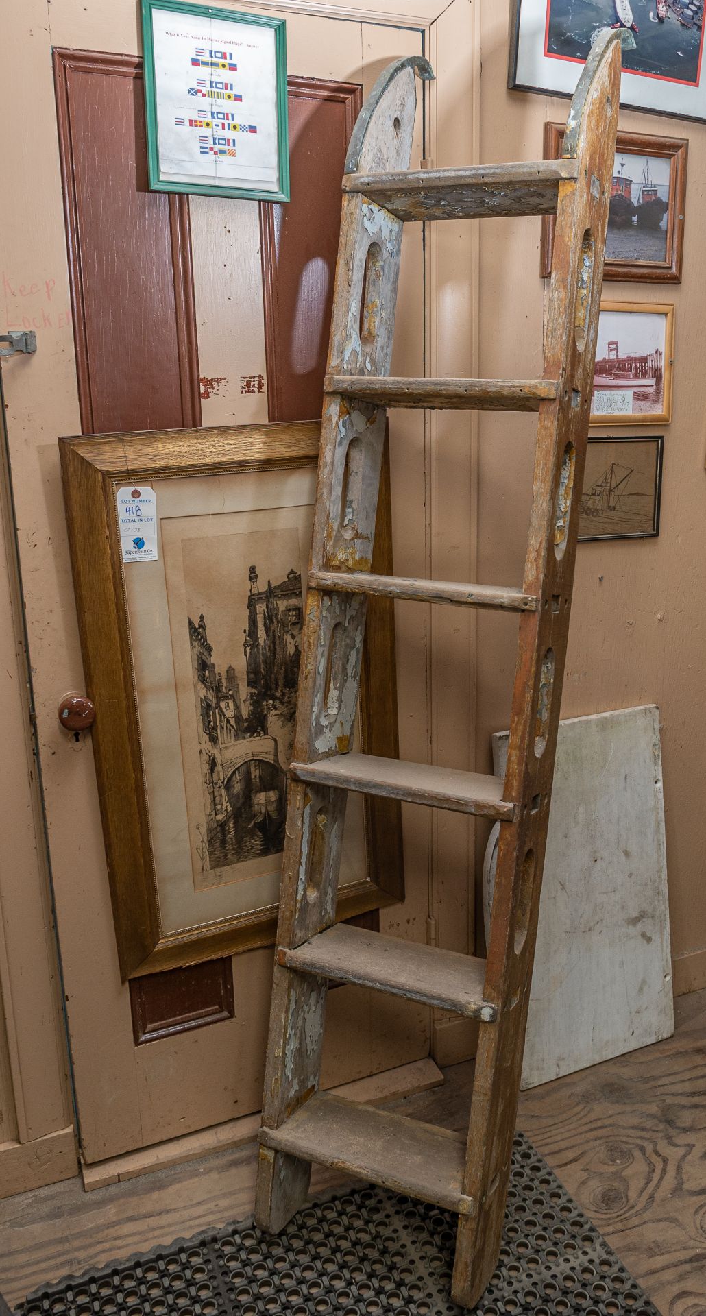 6' Wood Ship Ladder w/ Brass Fittings