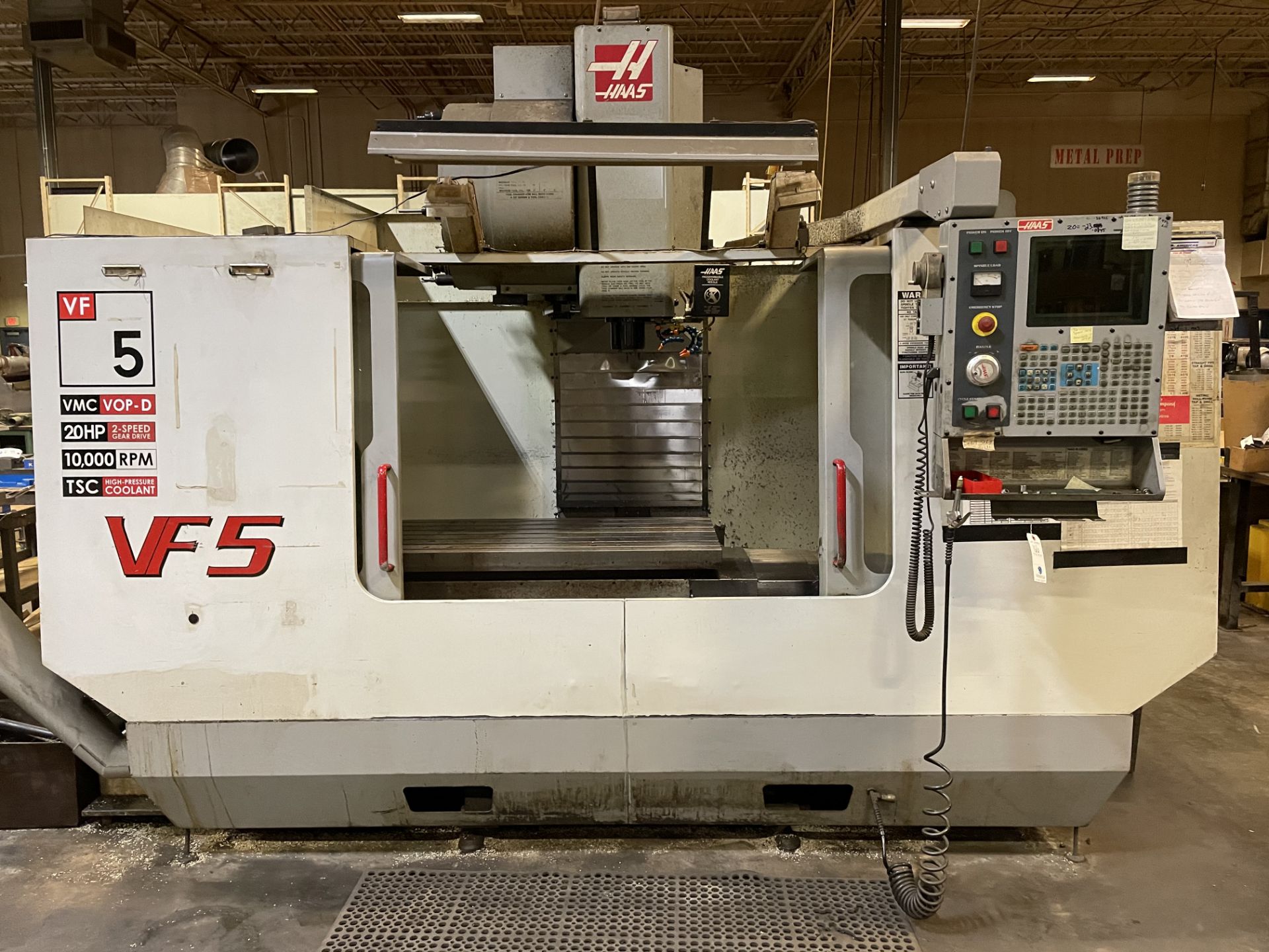 2002 Haas Model VF5B/40, 20 HP, CNC VMC #VOP-D, 52"x23" Table, 24 Tool Holder, 4th Axis, SEE DESC.