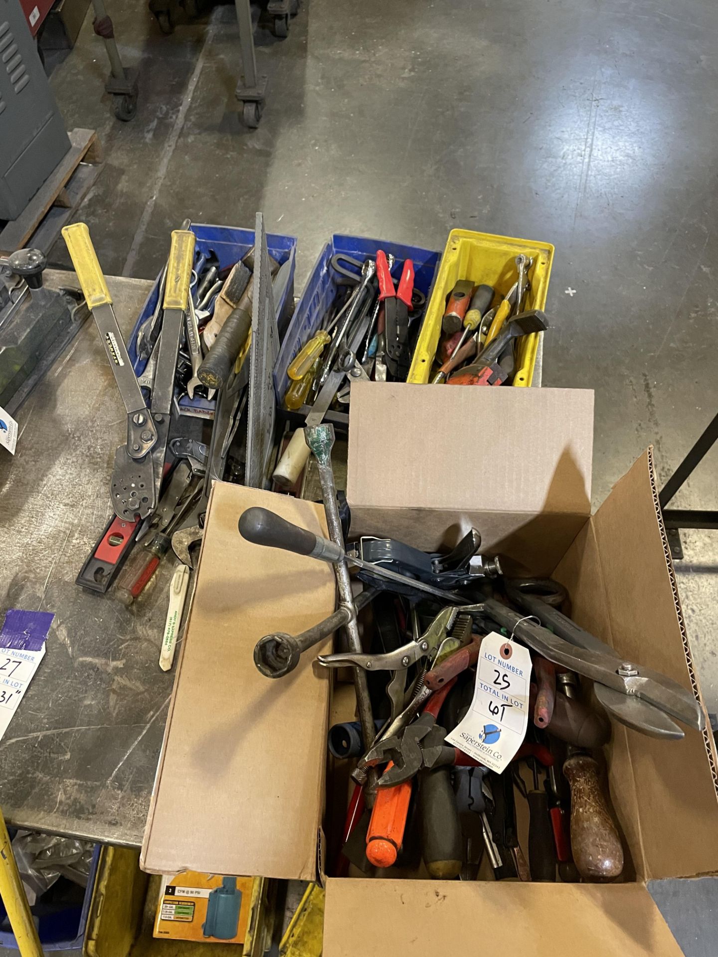 {LOT} Asst. Hand Tools c/o: Plyers, Wrenches, Screwdrivers, Levels, Tape Measures, Etc.