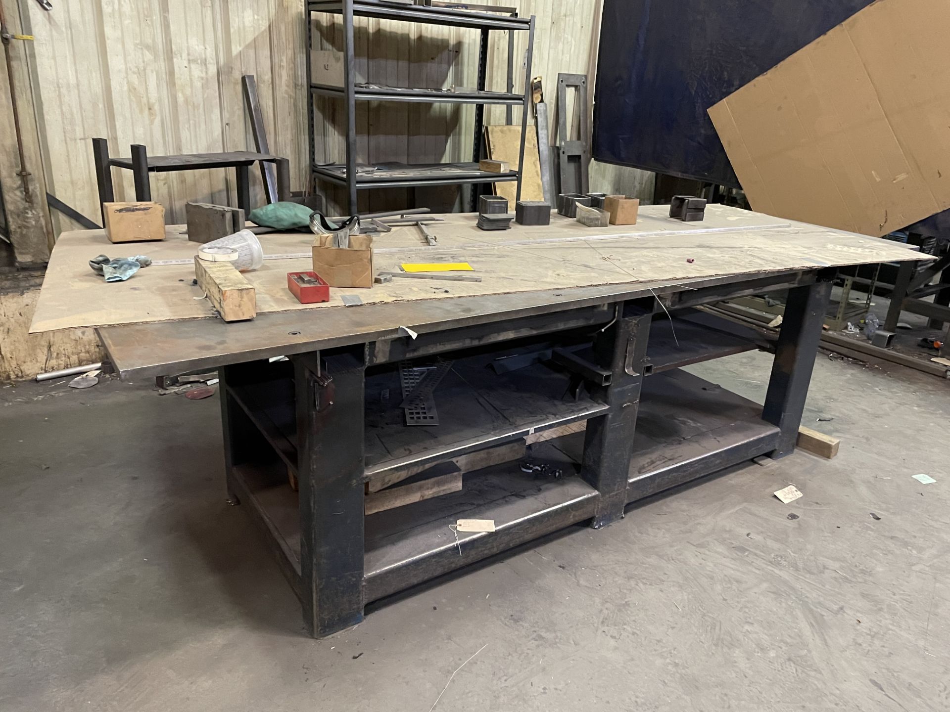 10' x 42" x 1" Thick x 3'H Steel Fabricating Table w/Steel Base