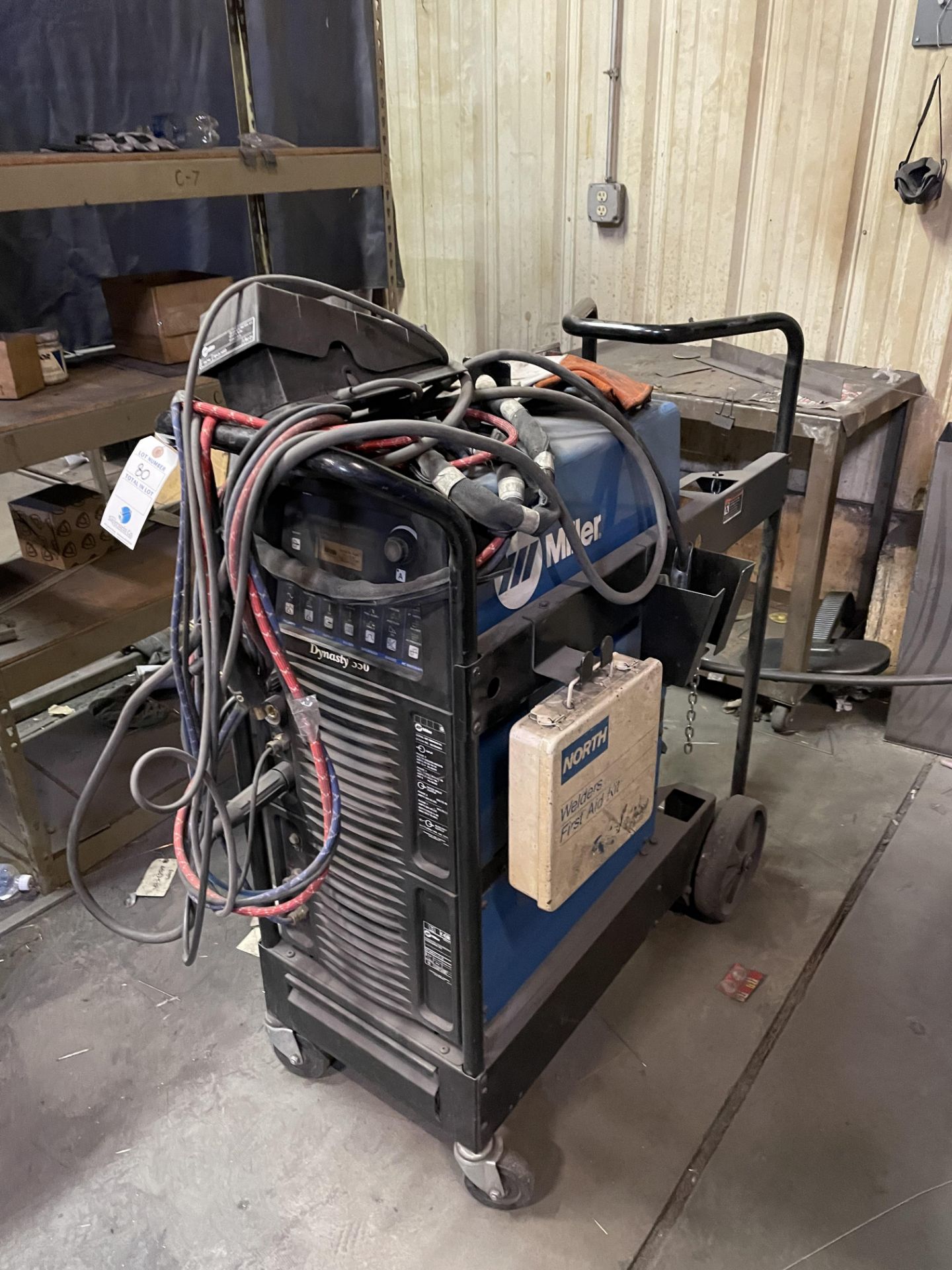 Miller Dynasty 350 Tig Welder, 50/60Hz, S/N: MB490318L, Input w/Cart & Foot Pedal - Image 2 of 3