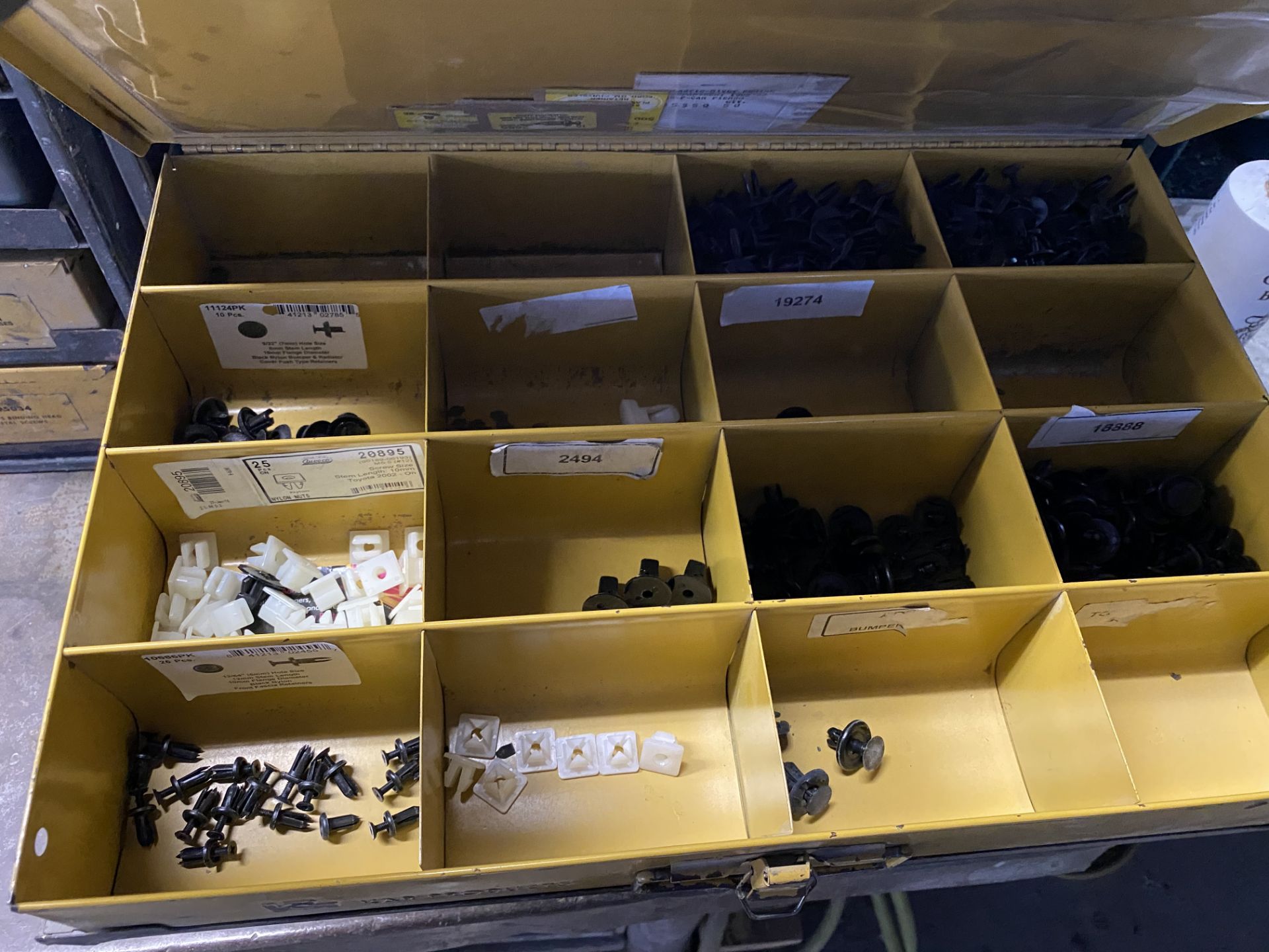 {LOT} Asst. Kits w/Hardware, Bulbs, Body Panel Fasteners, With Cabinets Etc. - Image 11 of 25