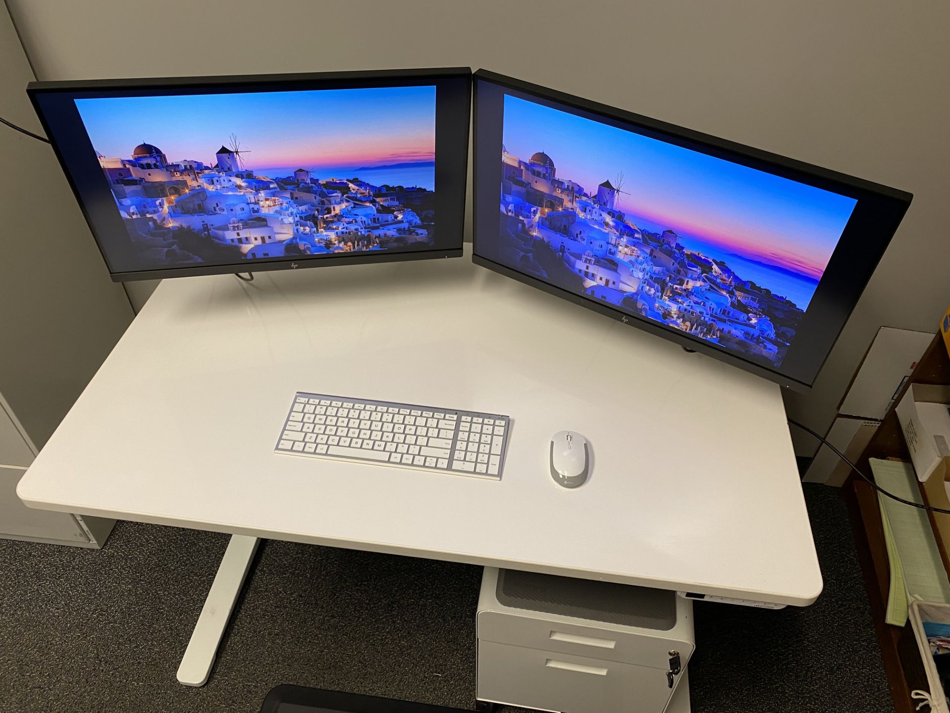 {LOT} Uplift 4' Ergonomic Desk w/(2) HP Z27 27" Ultra HD 4K Monitors, 2 Mounts - SEE DESC - Image 2 of 8