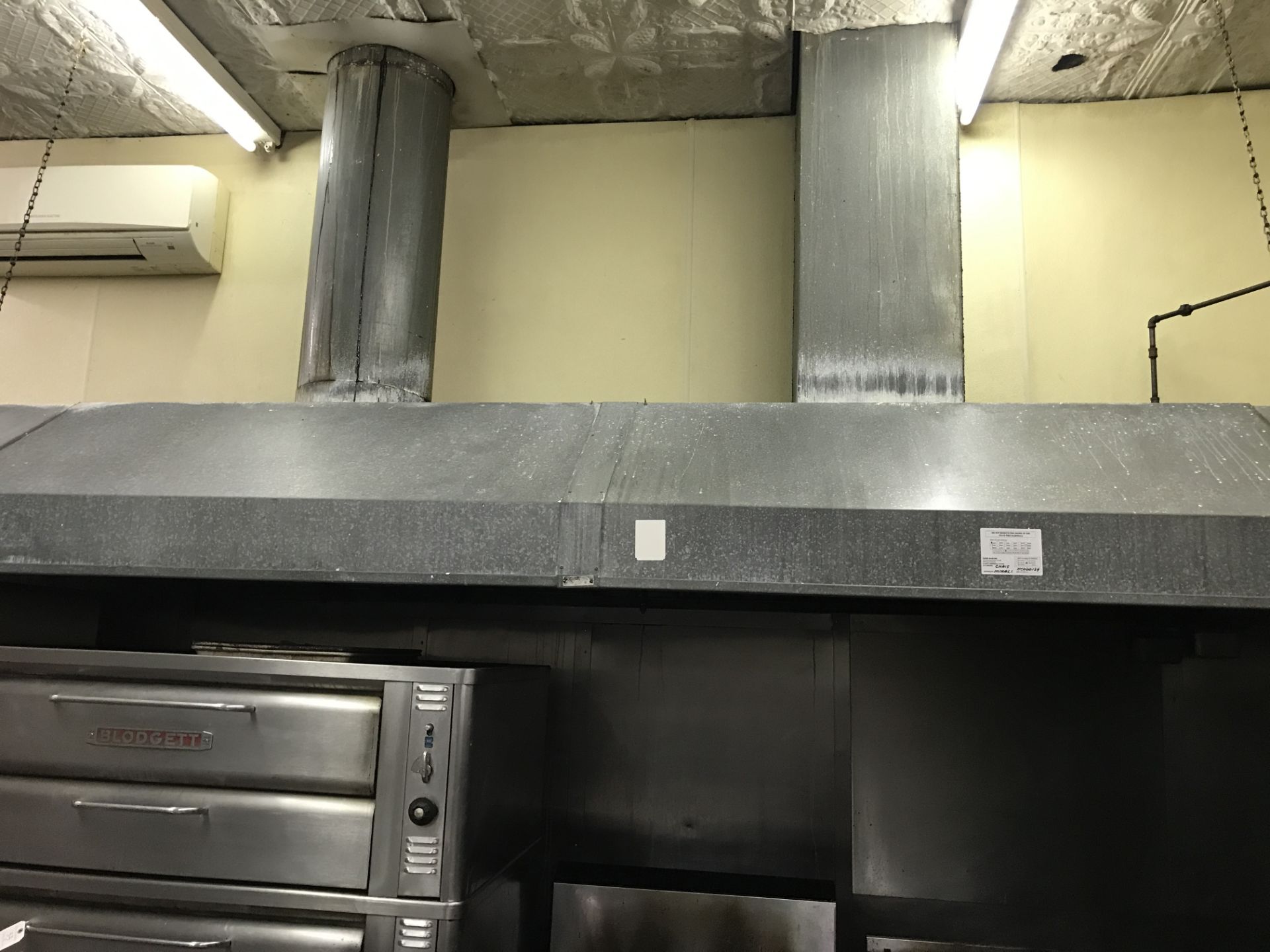 12' Galvanized Exhaust Hood w/Ansul System (To Be Disconnected By Licensed Fire Suppression System