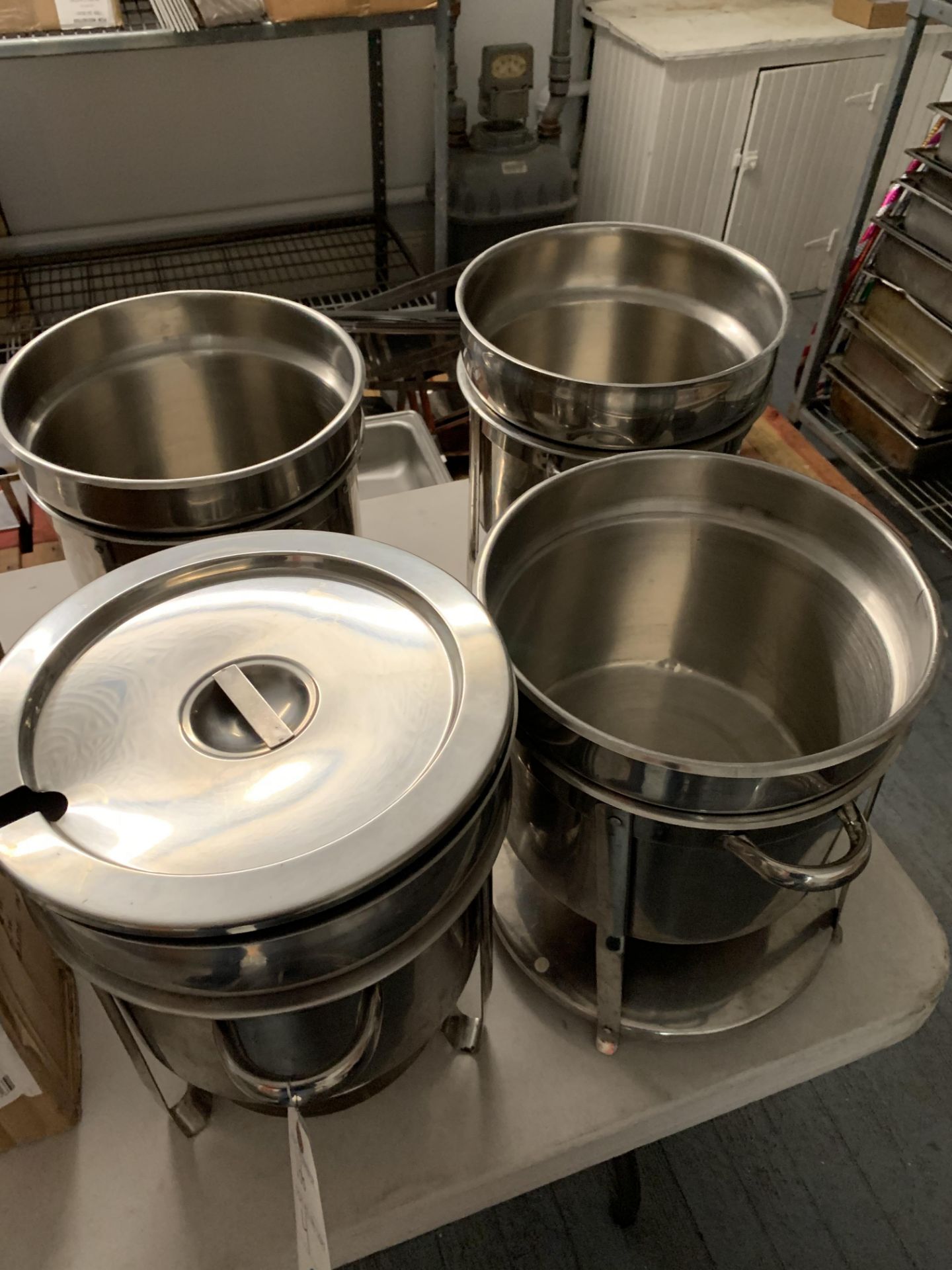 (4) 11 Quart Round Chafing Pots (Only 1 Has a Lid)