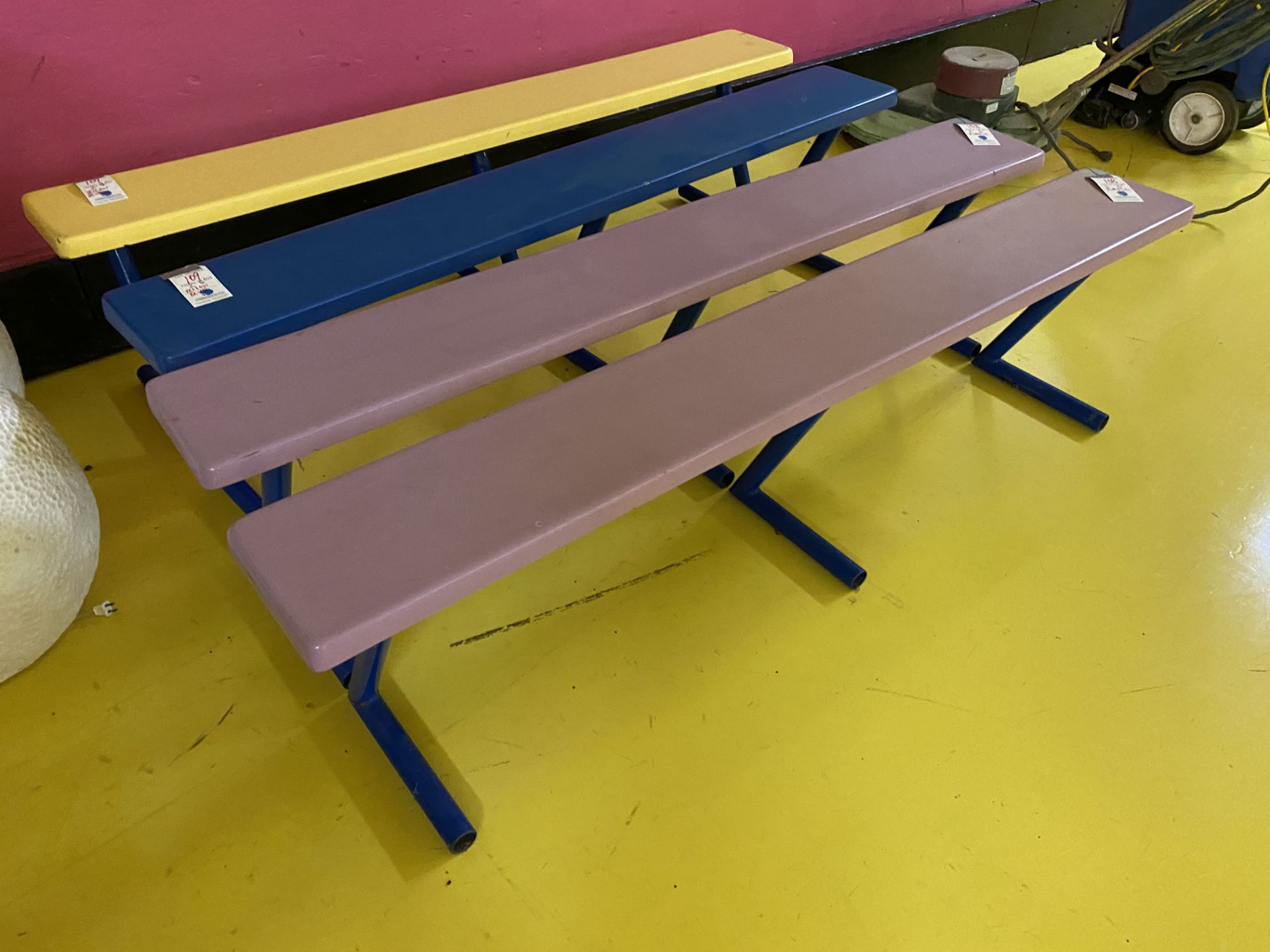 (2) 6' Purple Metal Benches