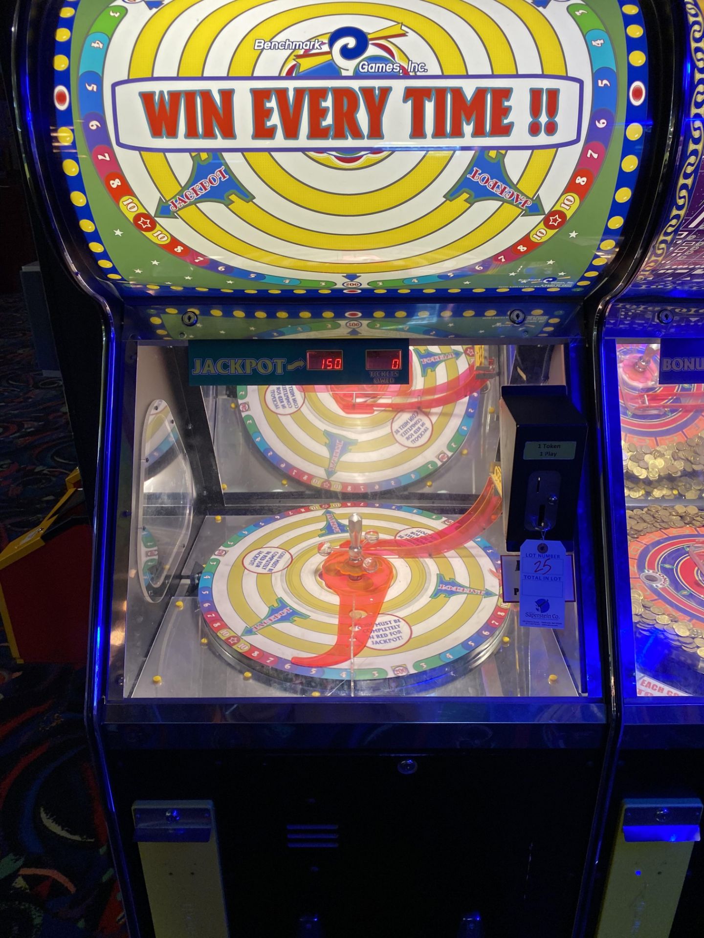 Benchmark Games Wheel Deal 3 Bank Spinning Jackpot Game Token/Coin Operated w/Ticket Dispenser - Image 6 of 6